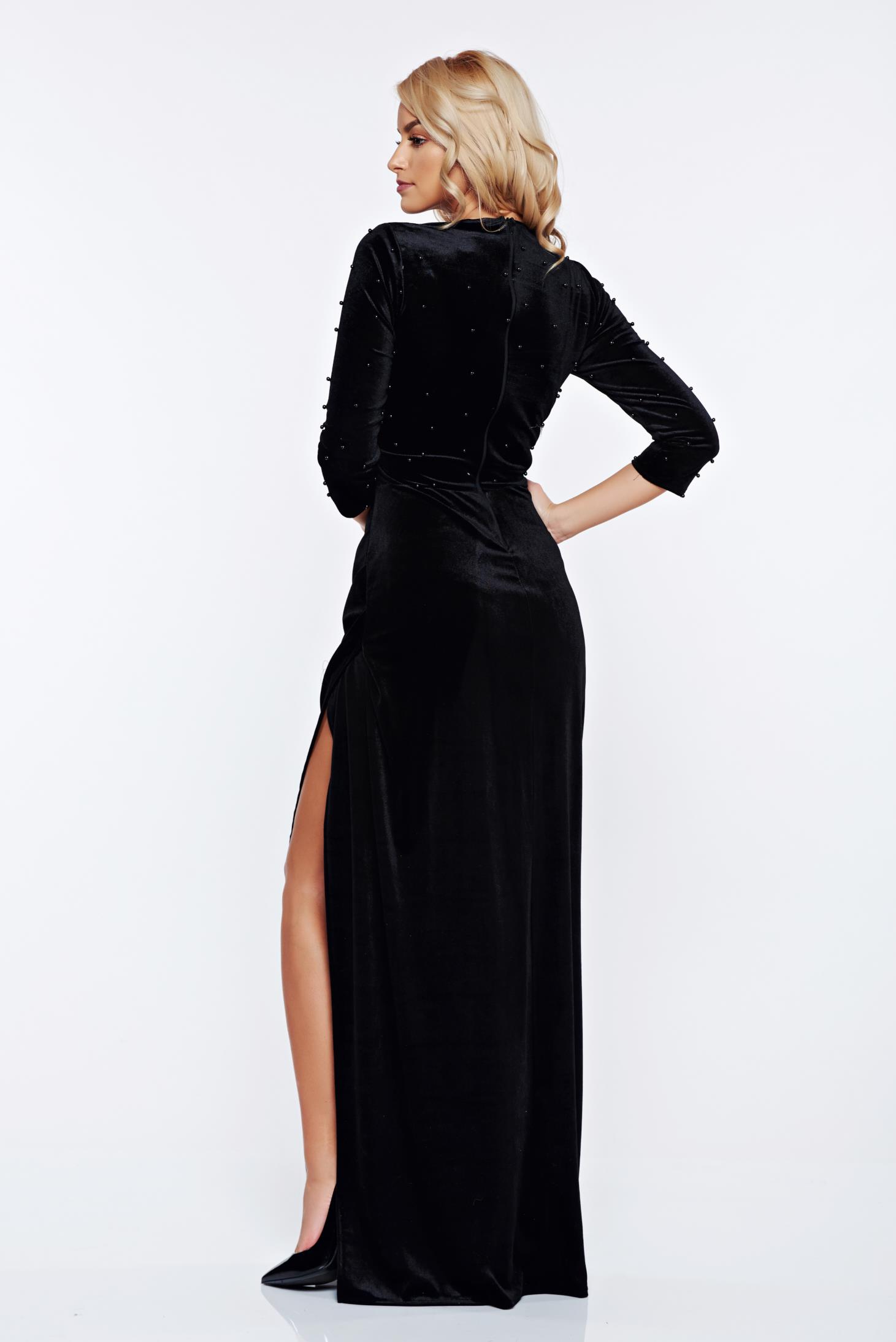 Artista black occasional wrap around dress from velvet with small beads ...