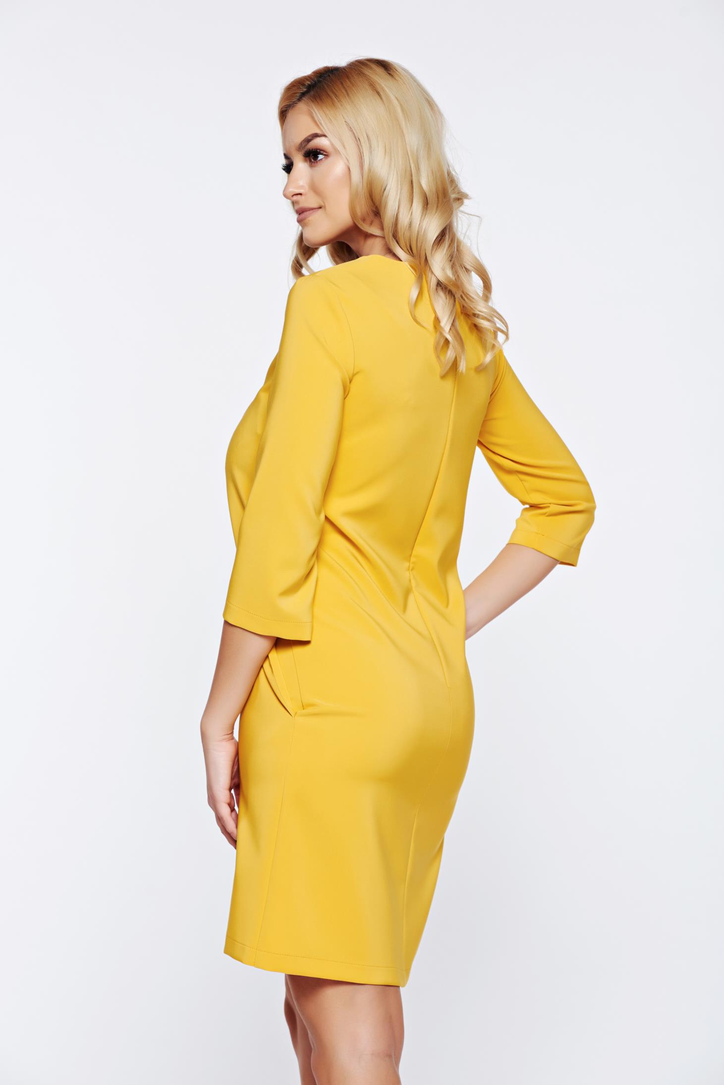 LaDonna yellow daily dress with easy cut with embroidery details