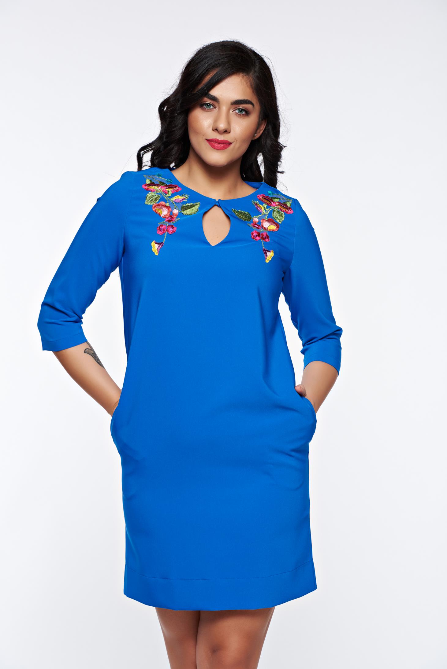 LaDonna blue dress elegant embroidered with easy cut soft fabric