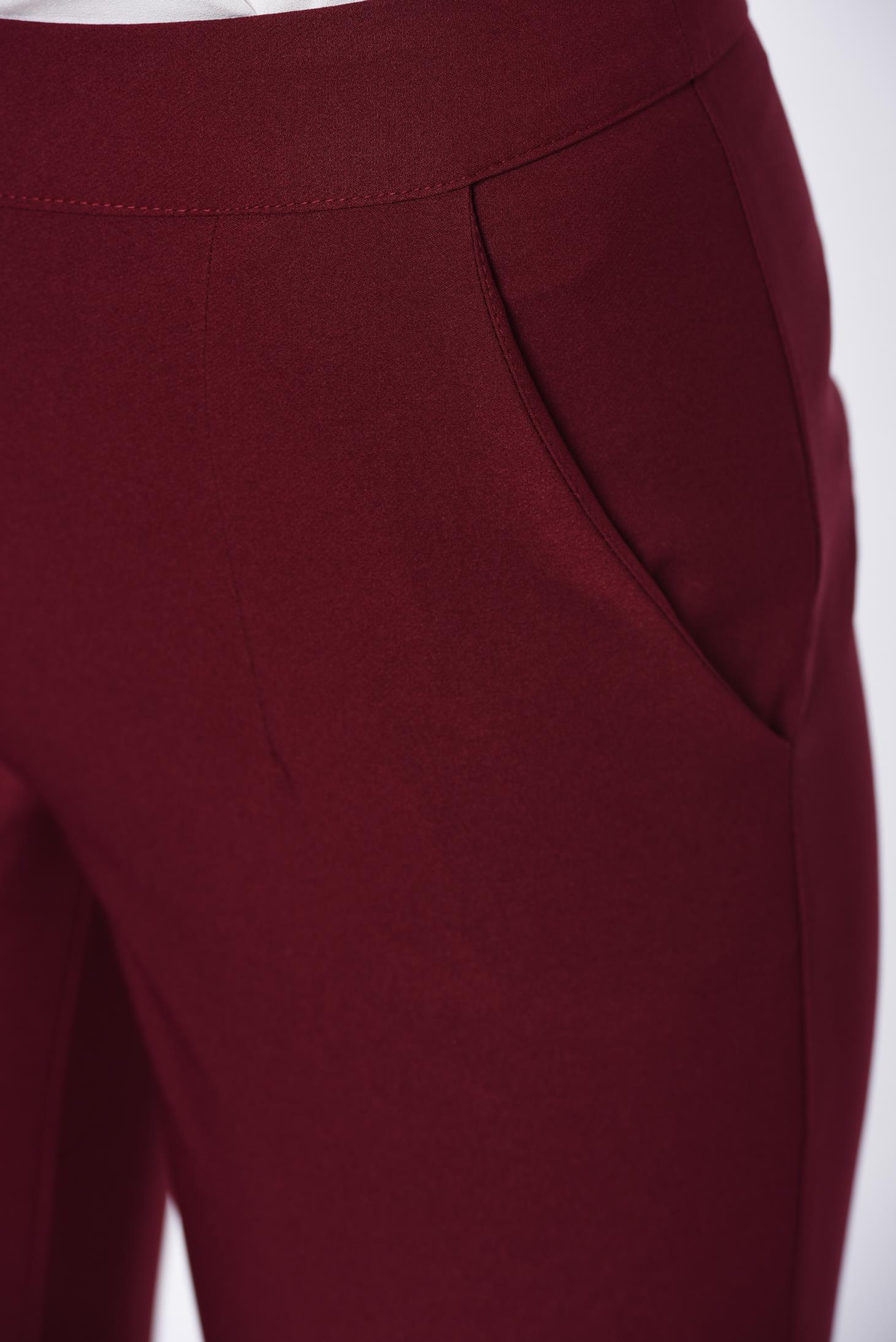StarShinerS burgundy office trousers with pockets medium waist slightly elastic fabric with straight cut 4 - StarShinerS.com