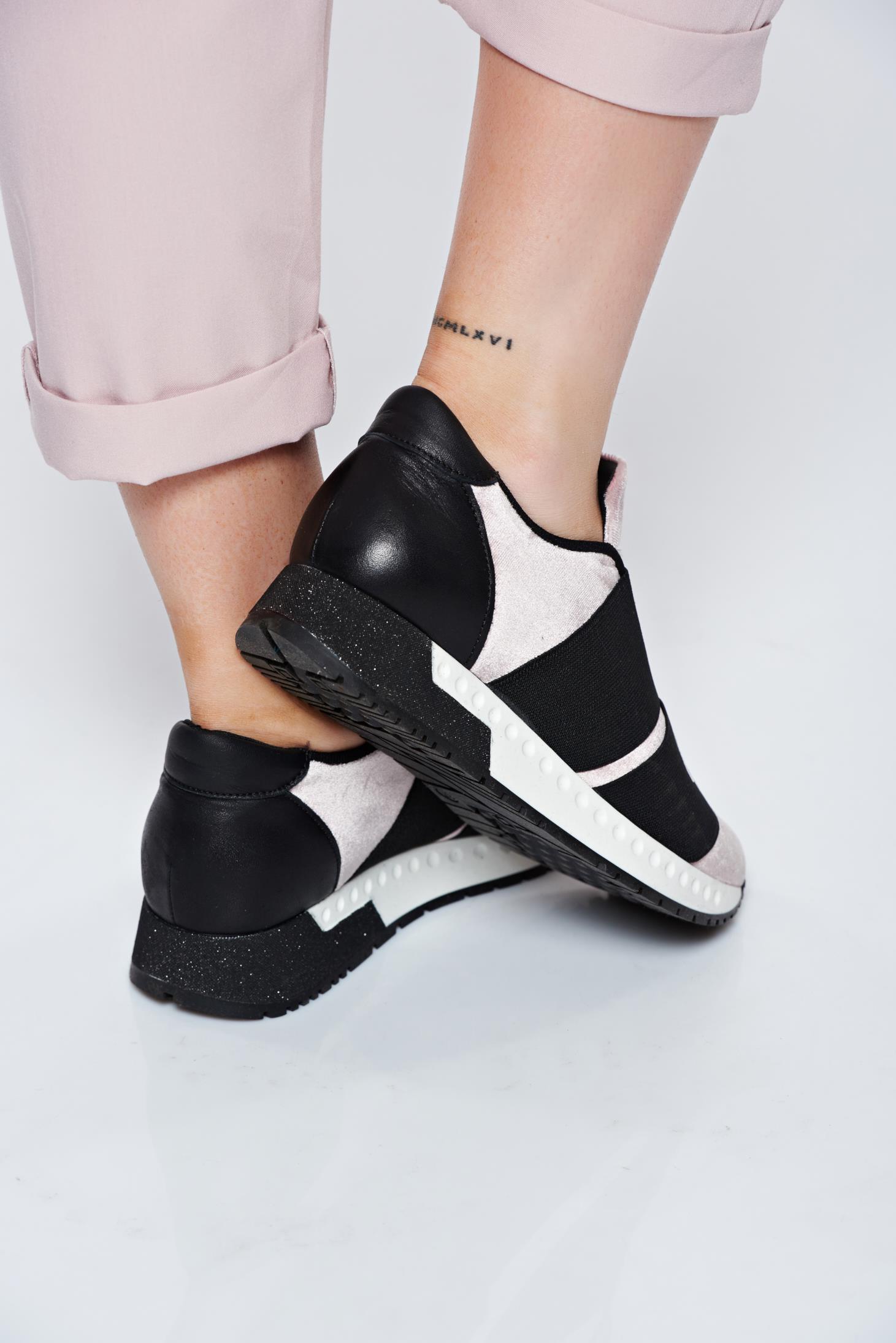 Pantofi sport MissQ rosa casual cu talpa usoara din catifea si piele naturala in interior 3 - StarShinerS.ro