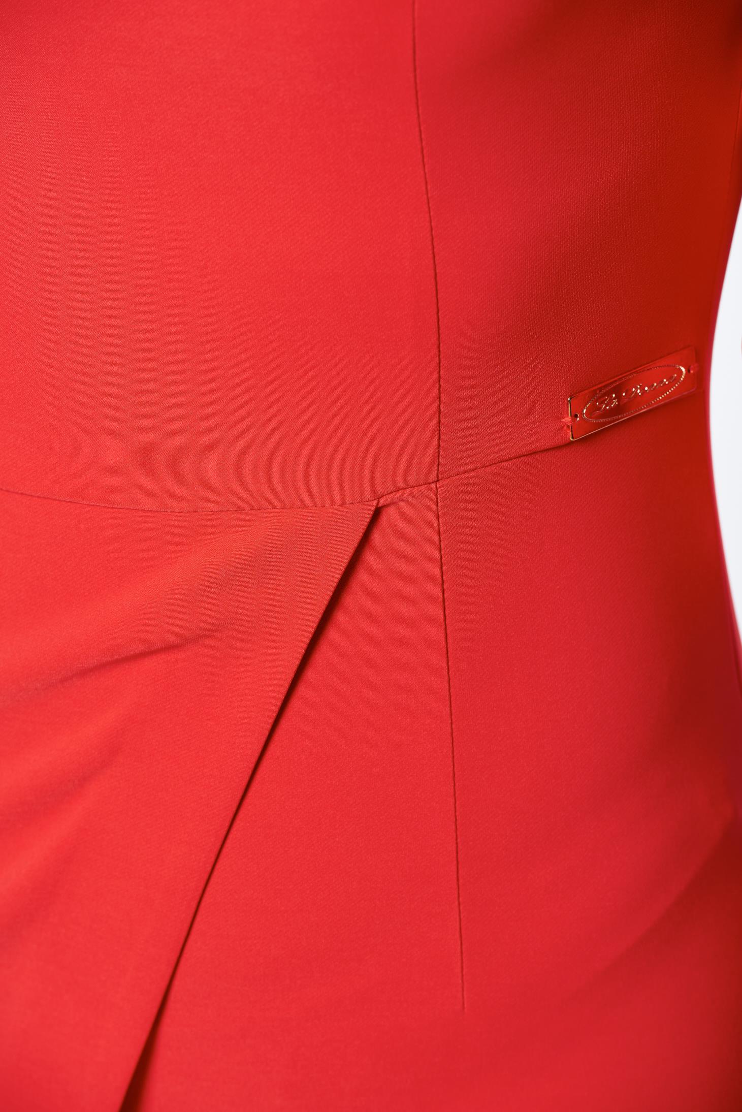 Piros LaDonna elegáns ceruza ruha enyhén elasztikus szövet átfedéses 5 - StarShinerS.hu