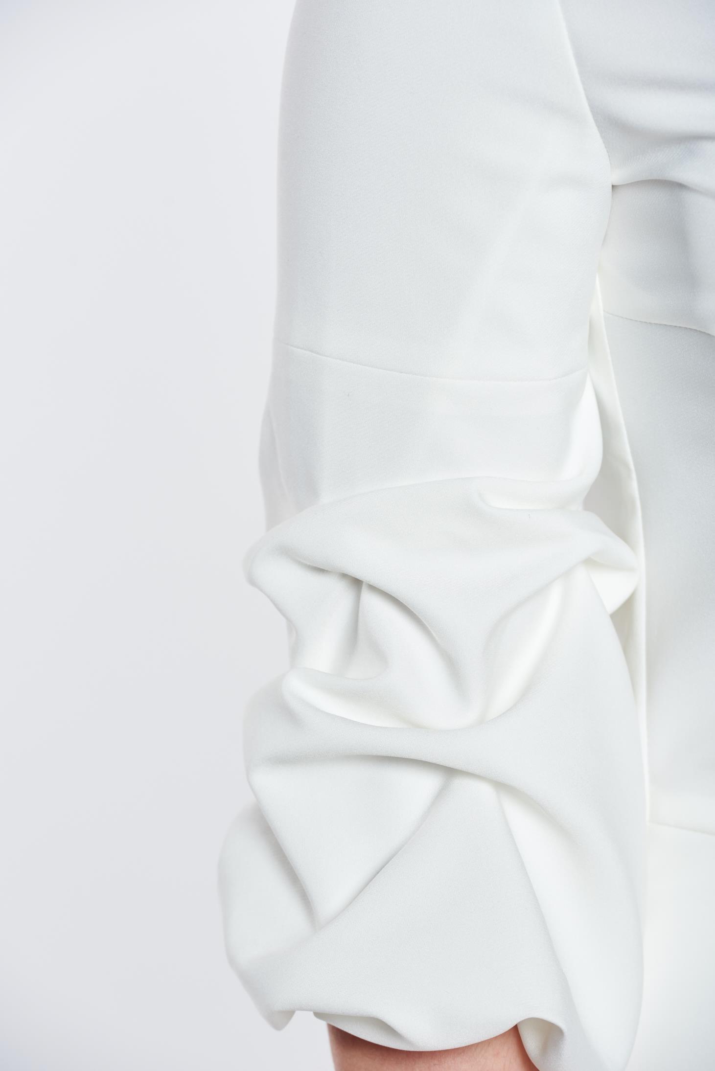 LaDonna white dress elegant slightly elastic fabric wrap around pencil 4 - StarShinerS.com