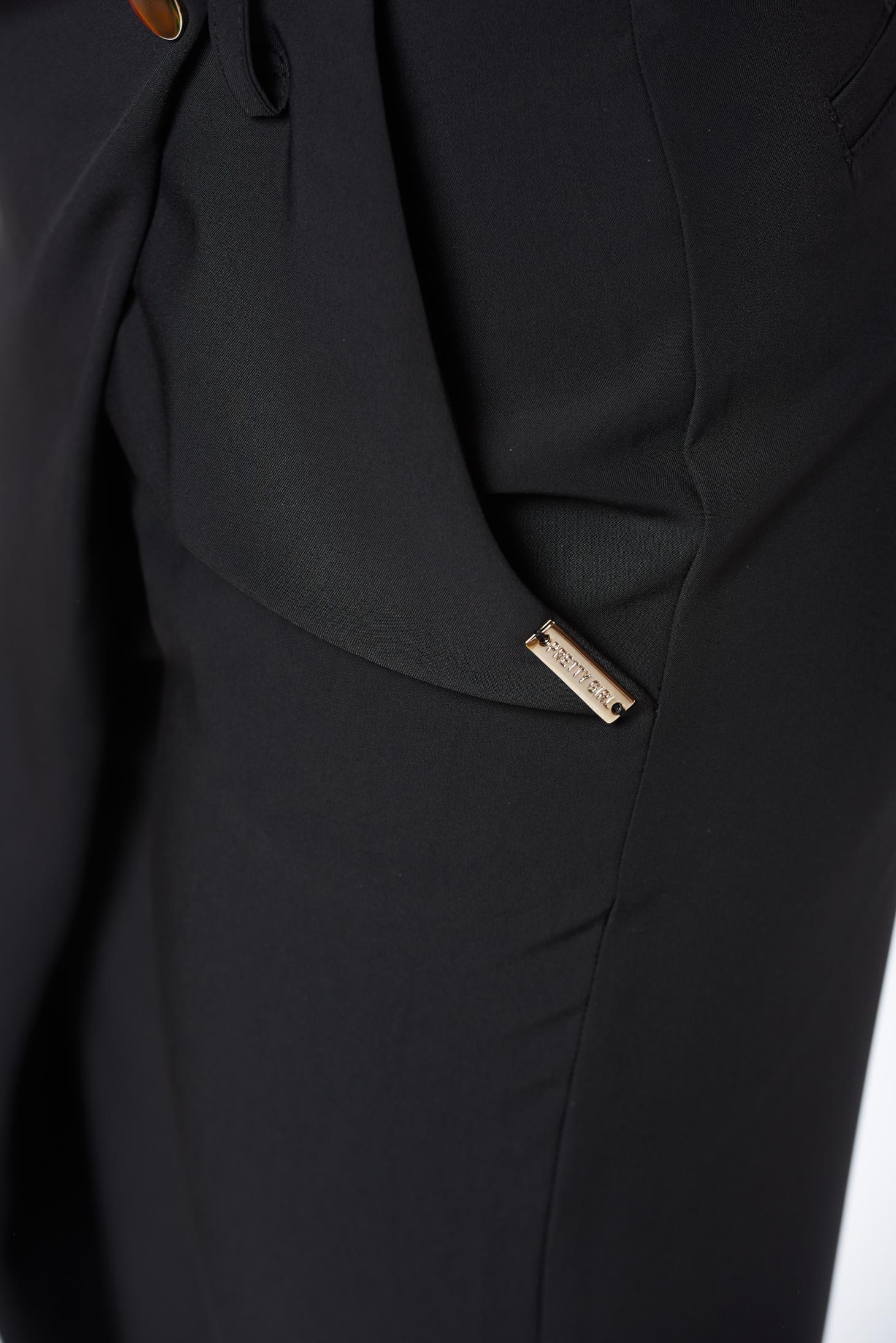 PrettyGirl black elegant trousers with medium waist airy fabric with pockets 5 - StarShinerS.com
