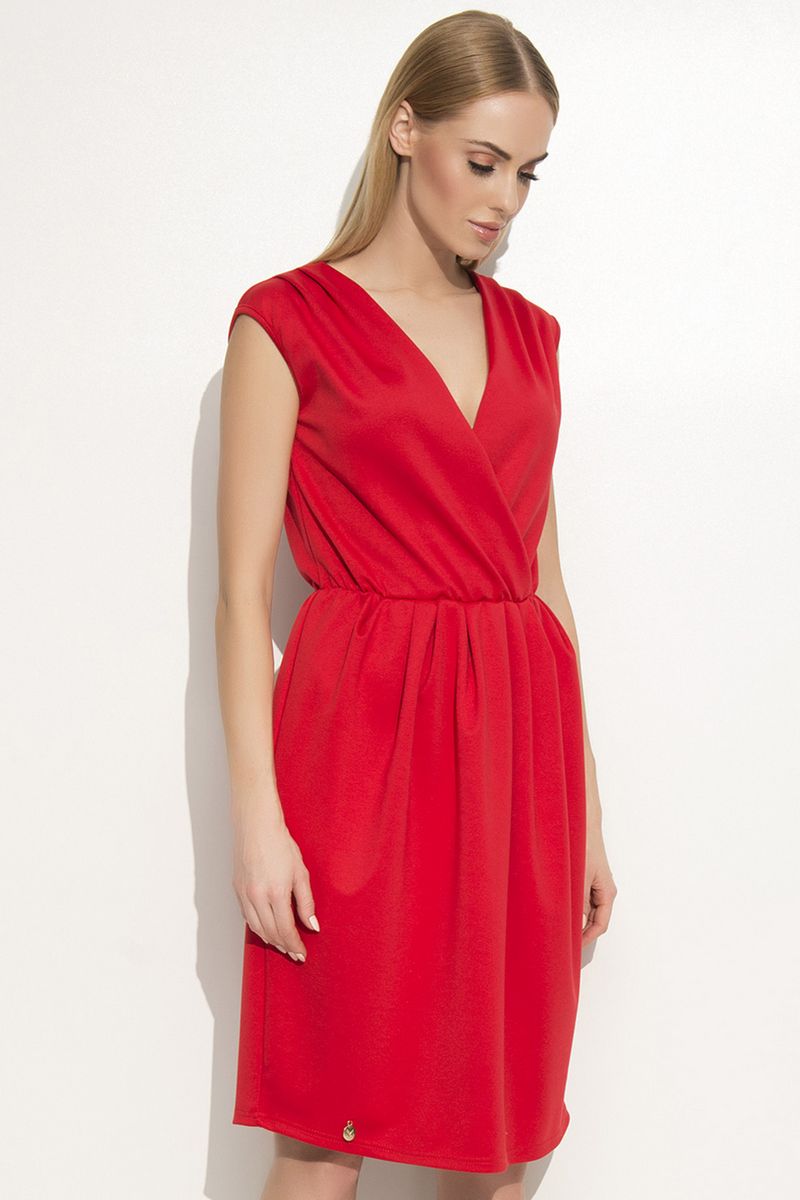 Piros Makadamia ruha elegáns bő szabású derékban rugalmas lenge anyagból 2 - StarShinerS.hu