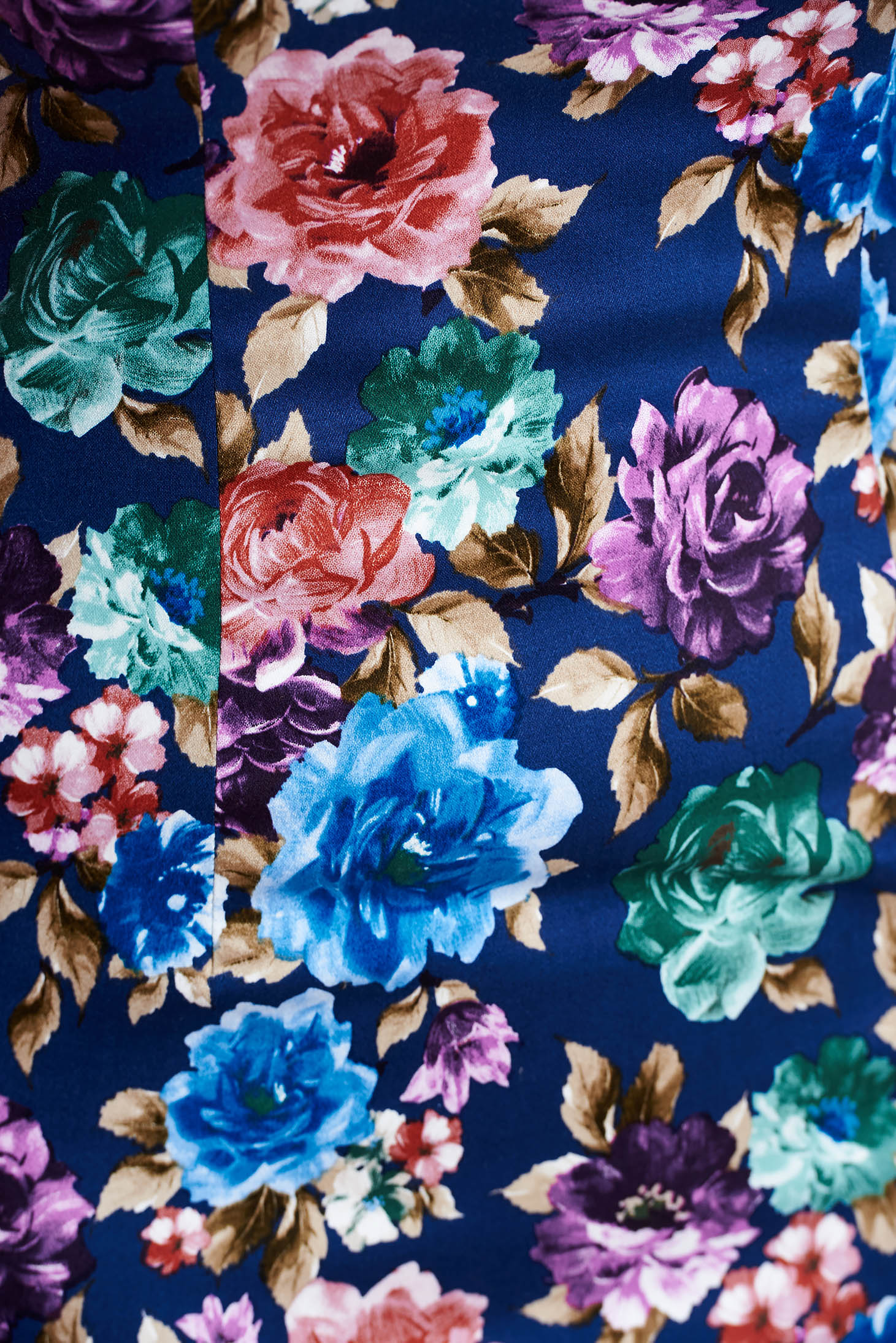 Rochie albastra-inchis casual cu un croi mulat din bumbac usor elastic cu imprimeuri florale 4 - StarShinerS.ro