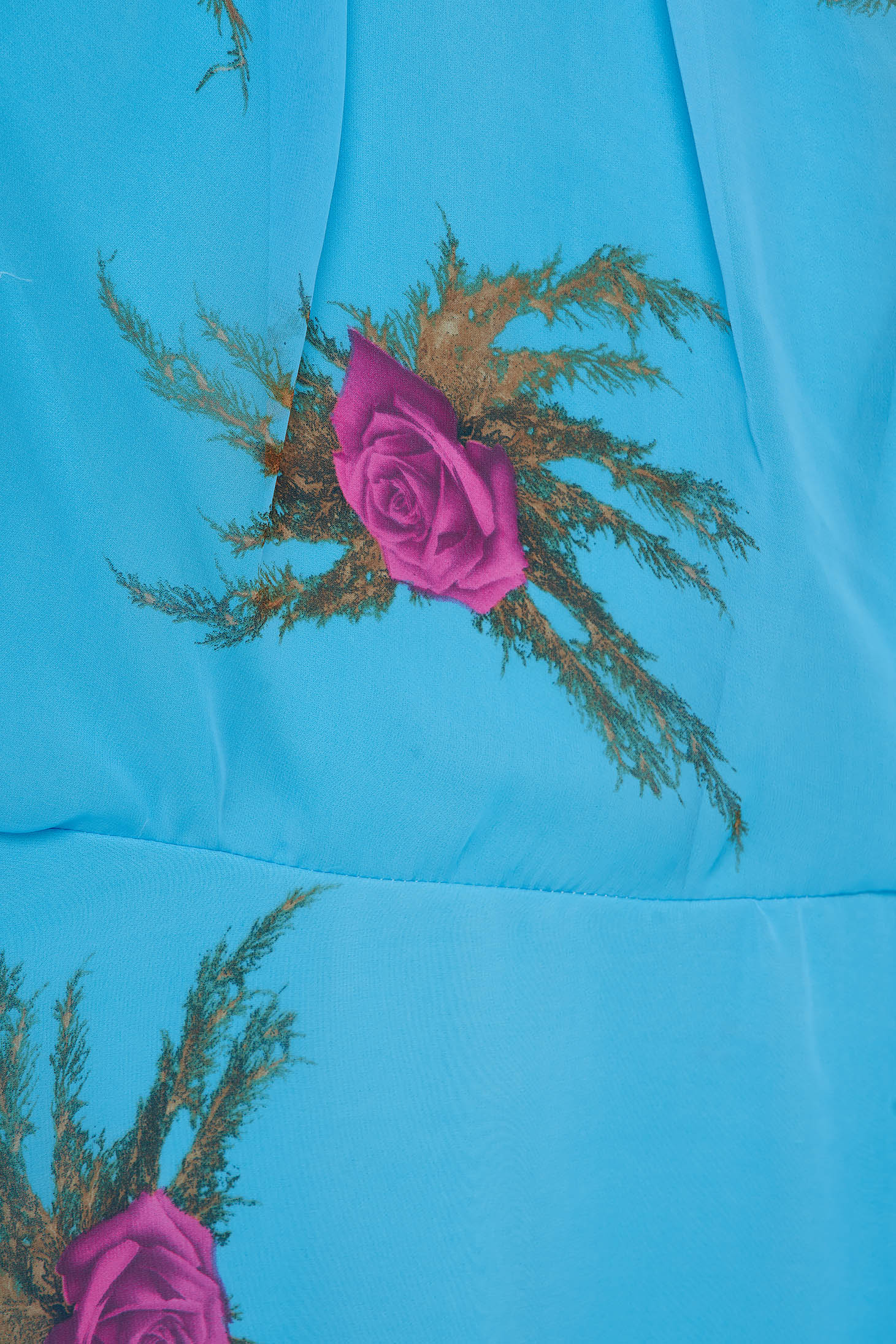 Rochie din voal albastra scurta in clos cu maneci scurte si imprimeu floral 4 - StarShinerS.ro