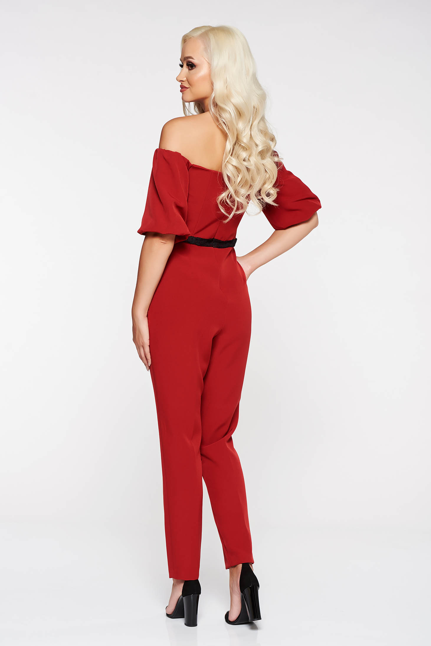 StarShinerS burgundy elegant on the shoulders jumpsuit slightly elastic ...