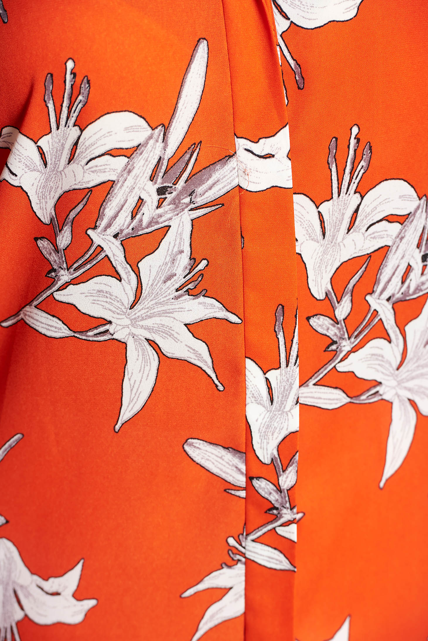 Bluza dama StarShinerS portocalie casual din material fin la atingere cu guler ascutit si maneca lunga 4 - StarShinerS.ro