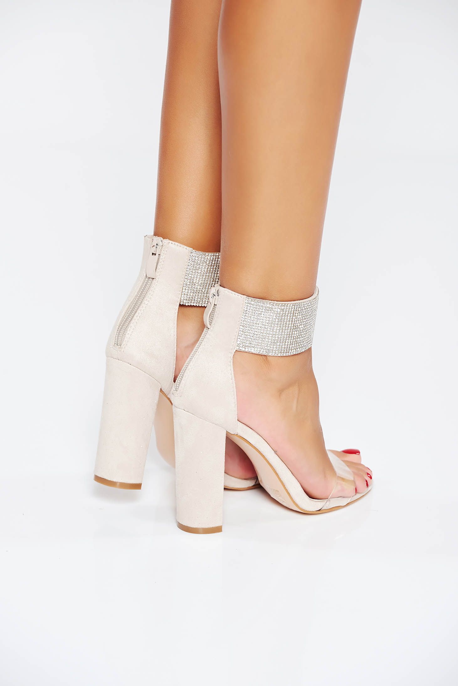Cream occasional sandals with bright details from ecological leather