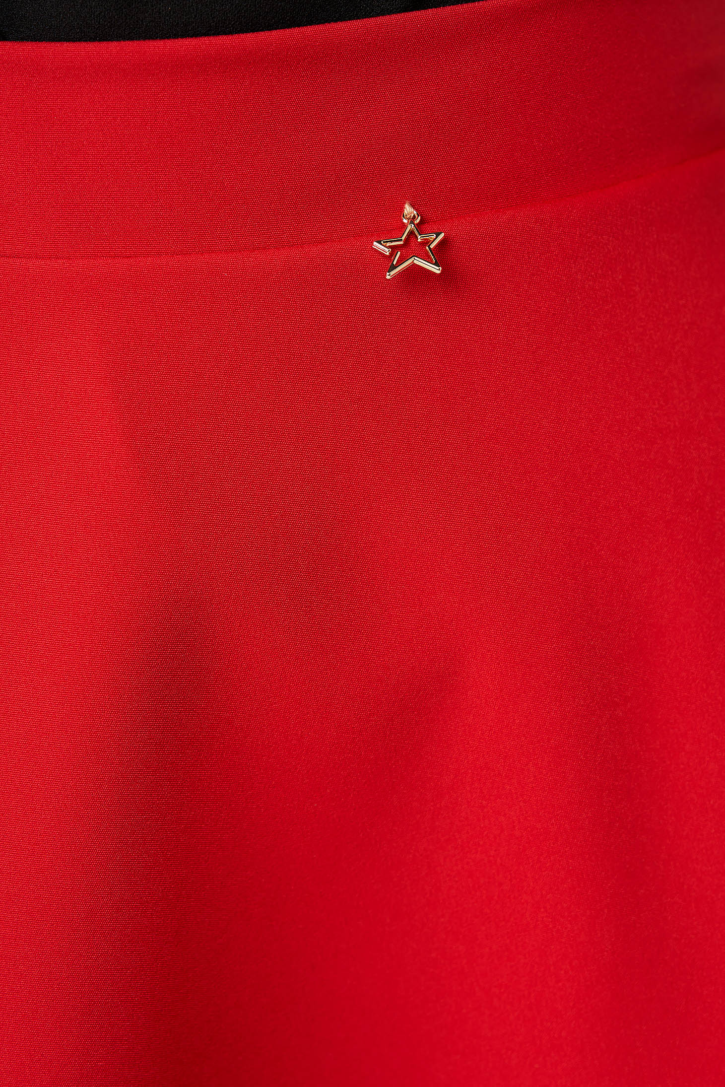 Fusta din stofa usor elastica rosie in clos cu buzunare - StarShinerS 6 - StarShinerS.ro