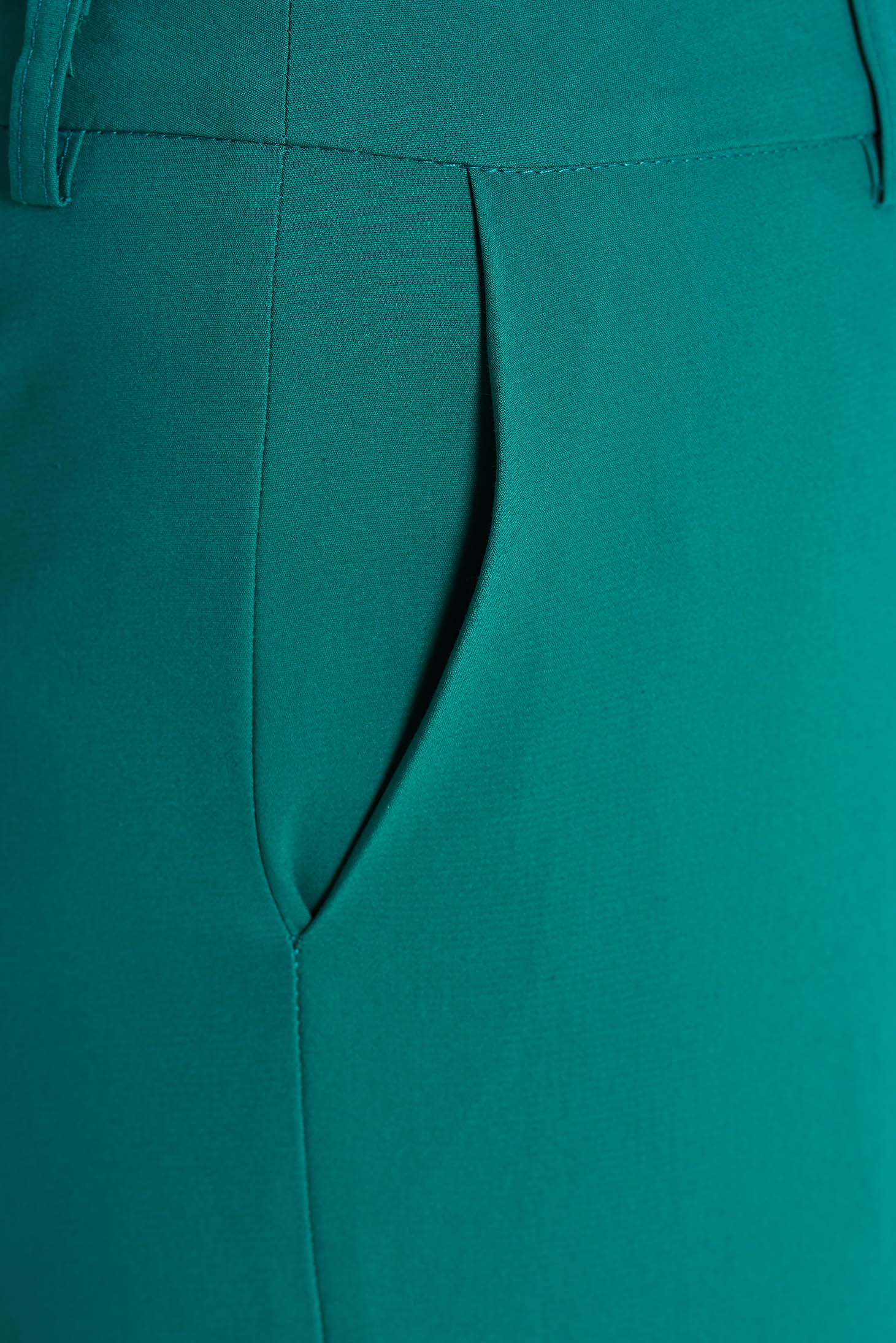 Zöld irodai kónikus pamutból készült nadrág normál derekú zsebekkel 4 - StarShinerS.hu