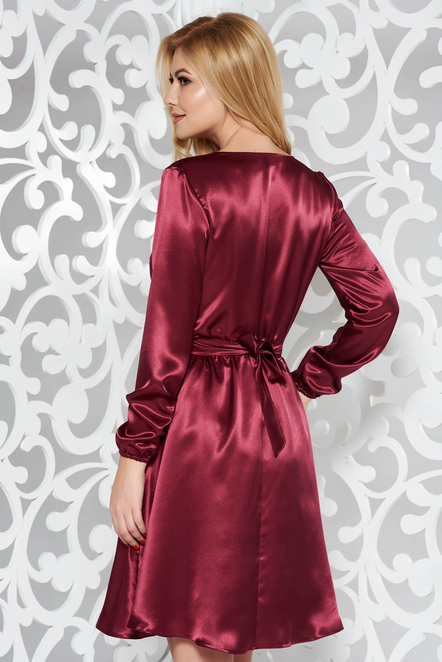 StarShinerS burgundy occasional dress from satin fabric texture ...