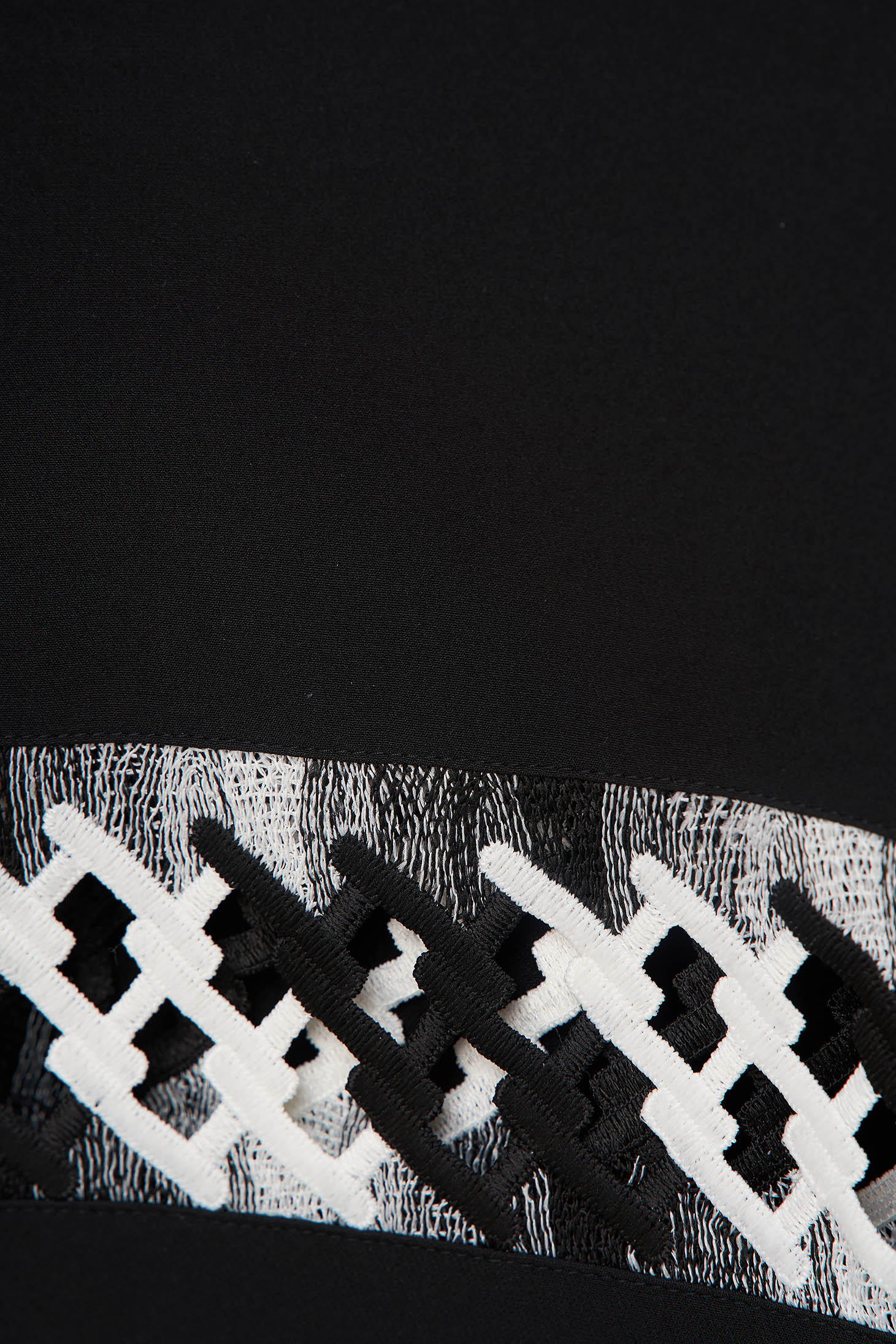 StarShinerS black elegant flared dress slightly elastic fabric with embroidery details 5 - StarShinerS.com