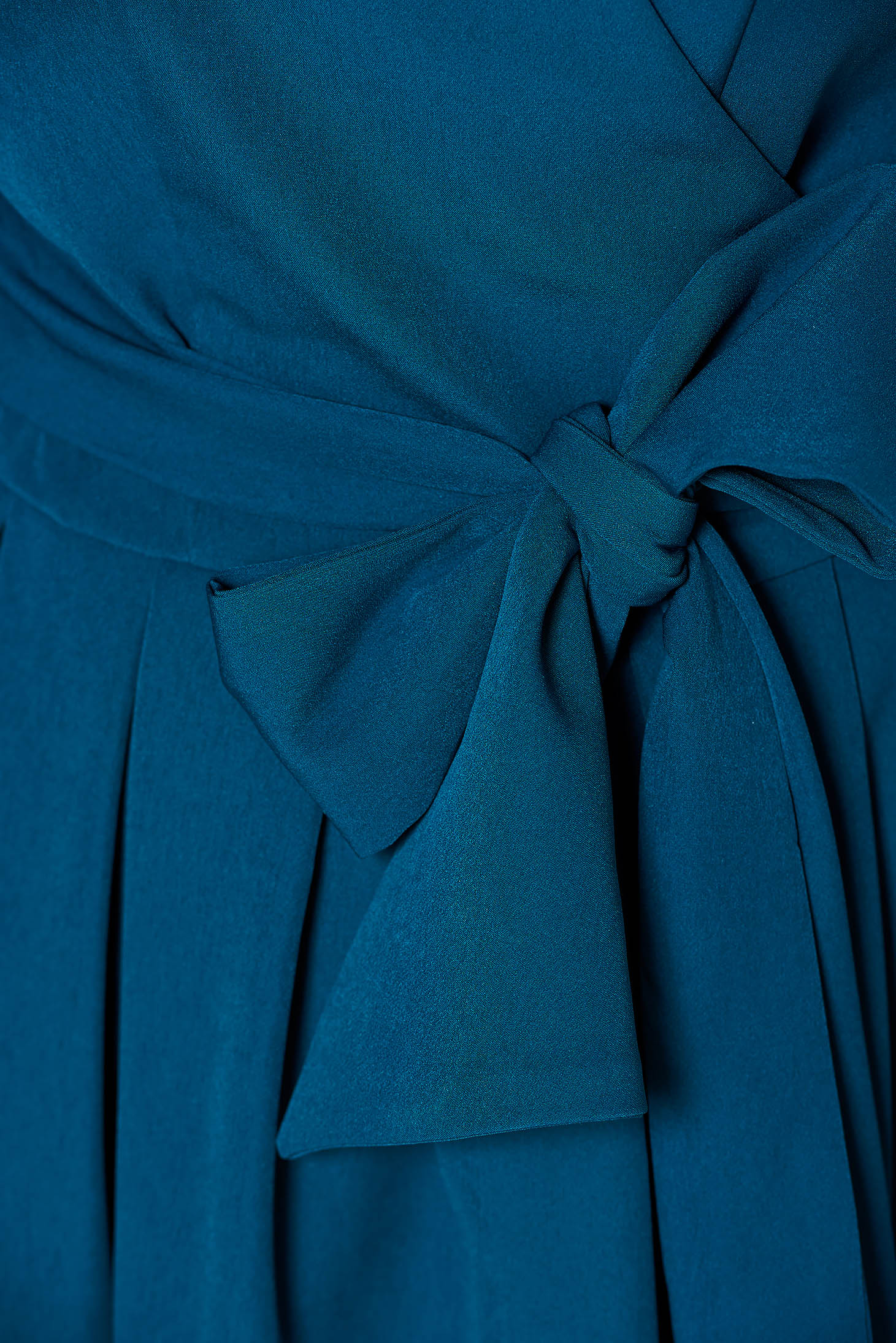 Zöld elegáns harang ruha nem elasztikus pamut v-dekoltázzsal 4 - StarShinerS.hu