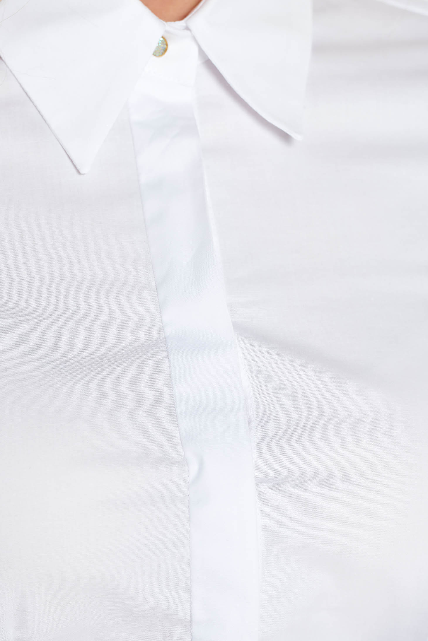 Fehér irodai női ing karcsusított szabás enyhén elasztikus pamut hosszú ujjakkal 4 - StarShinerS.hu