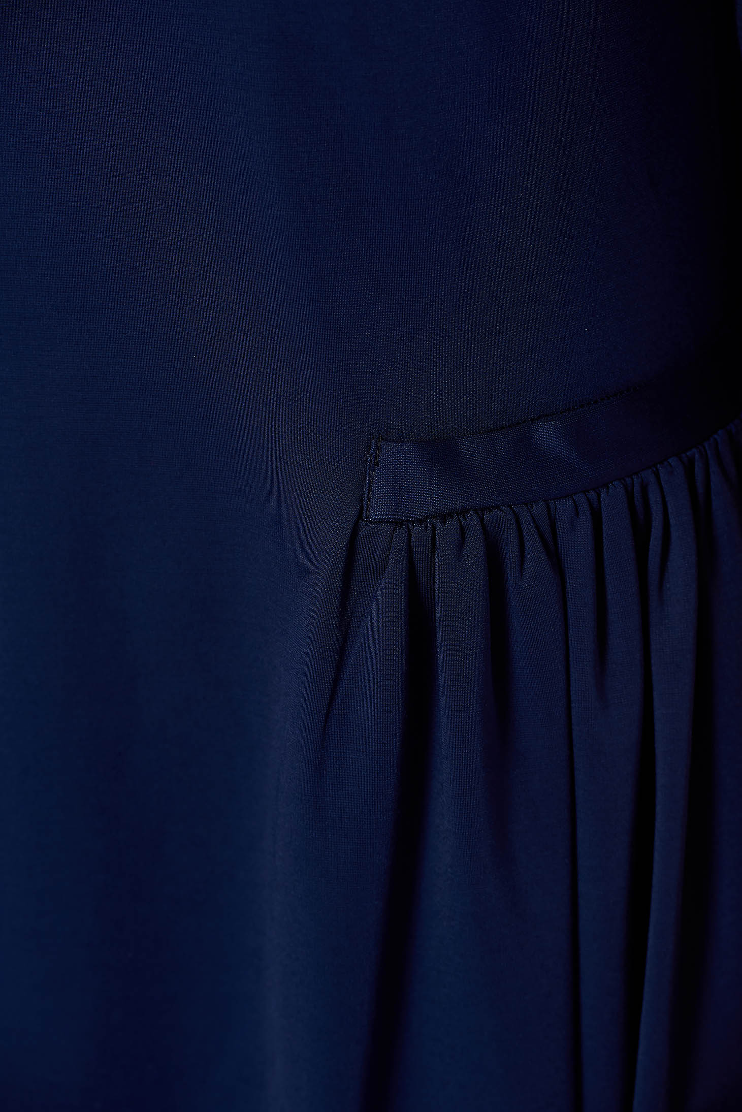 Darkblue office flared dress slightly elastic fabric with pockets 4 - StarShinerS.com
