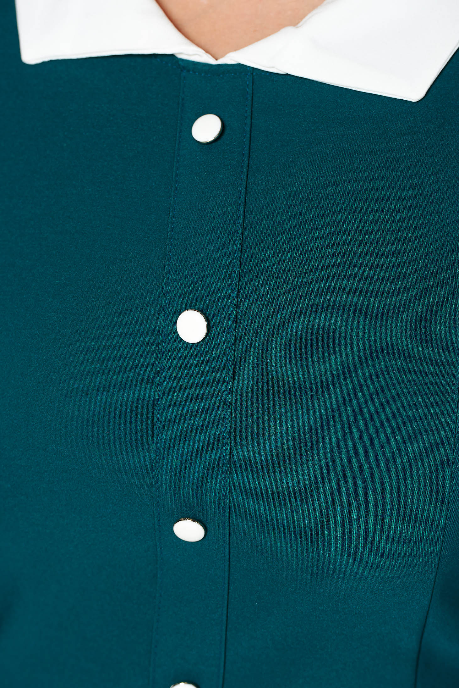 Green office midi cloche dress slightly elastic fabric with inside lining 4 - StarShinerS.com