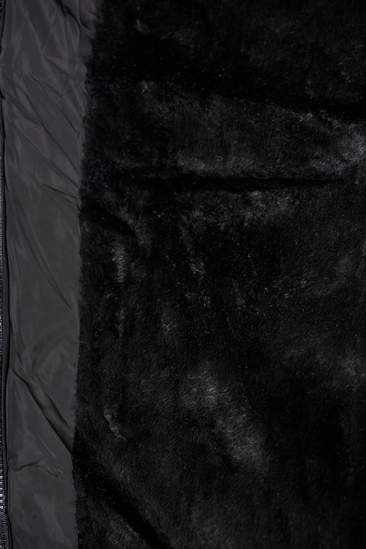 Fekete SunShine casual vízhatlan dzseki belső béléssel műszőrme díszítés zsebes 5 - StarShinerS.hu