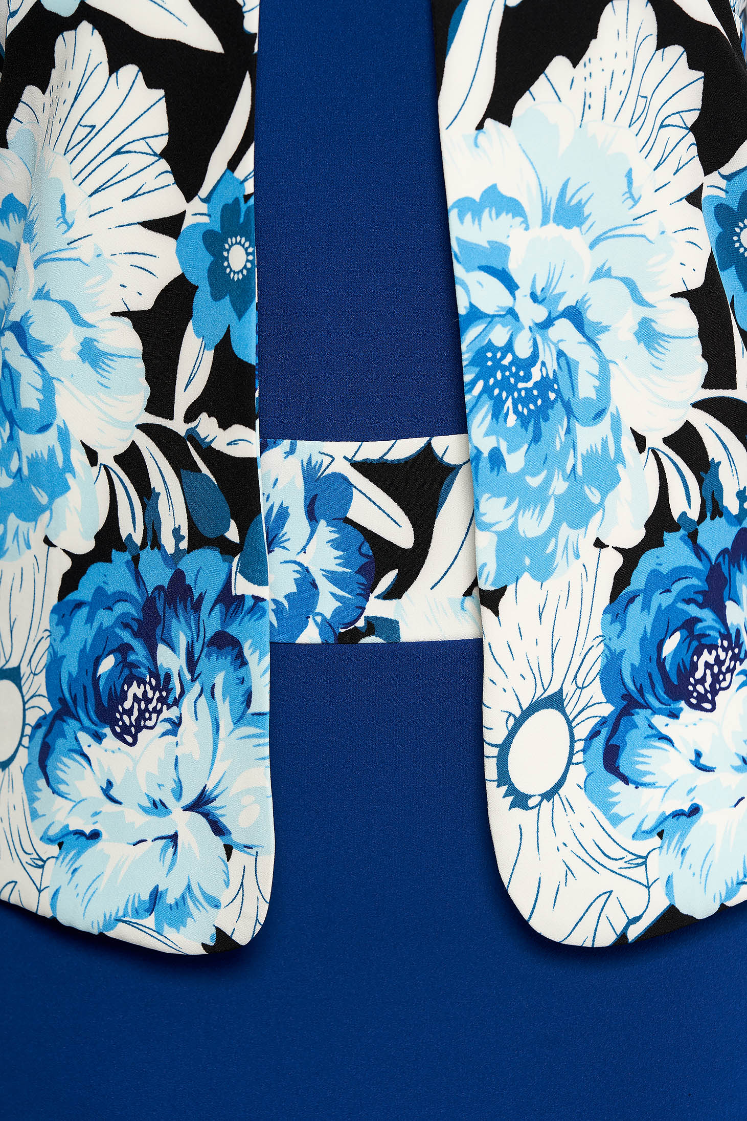 Blue elegant midi pencil dress slightly elastic fabric with floral prints 4 - StarShinerS.com