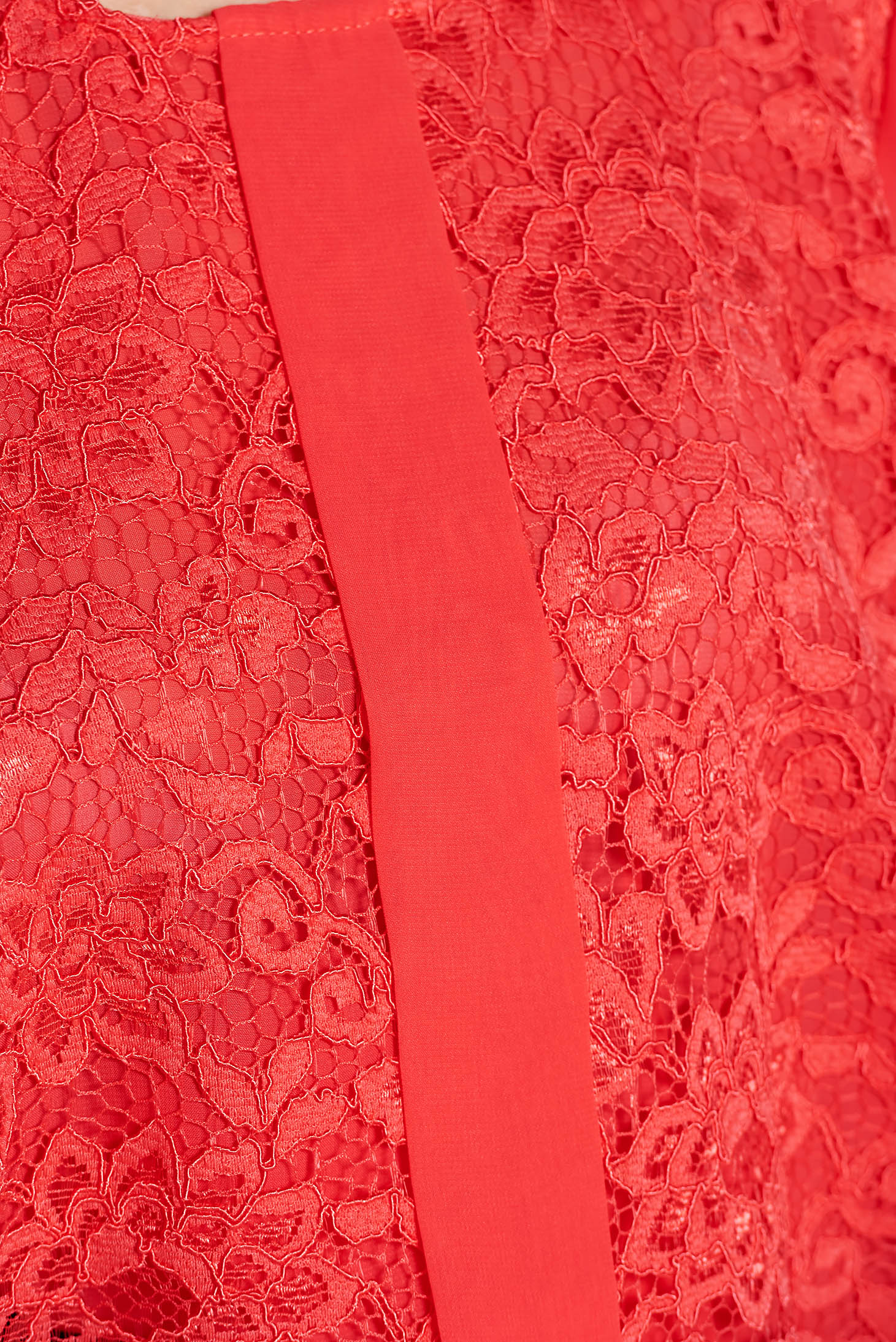 Coral elegant from veil fabric flared women`s blouse lace overlay 4 - StarShinerS.com