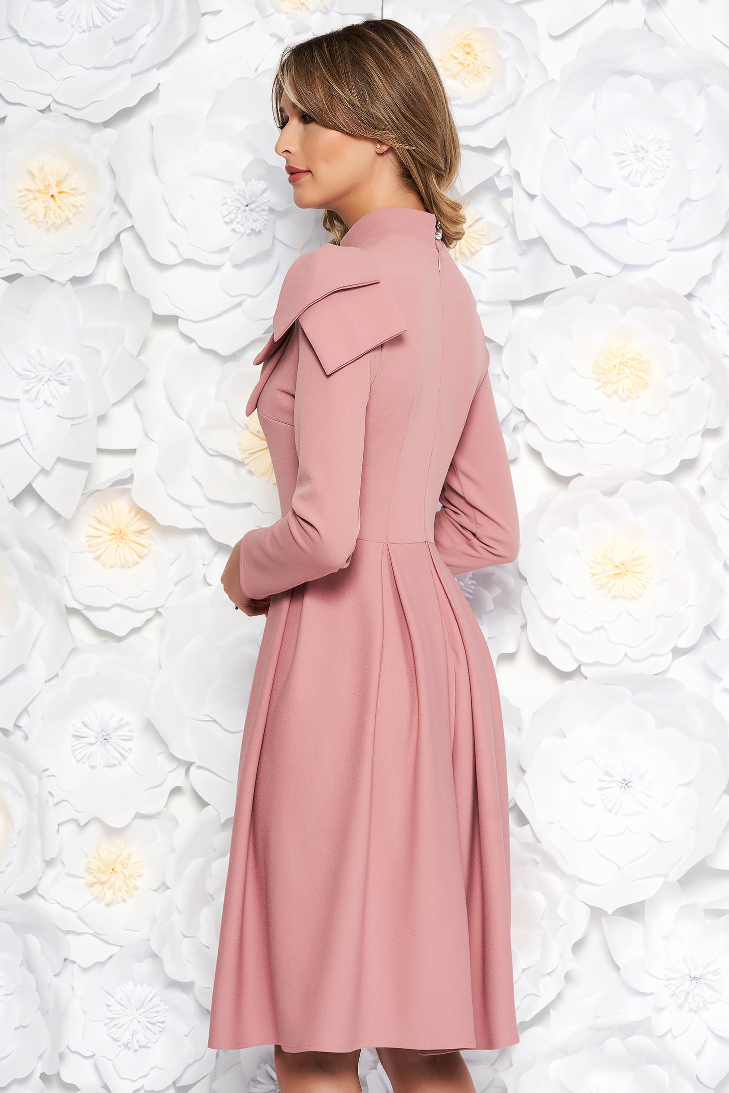 Rosa elegant cloche dress slightly elastic fabric bow accessory 2 - StarShinerS.com