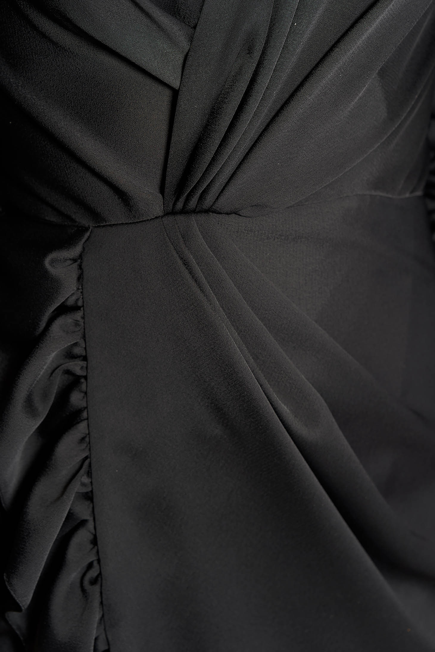 Ana Radu black luxurious dress with tented cut from satin fabric ...