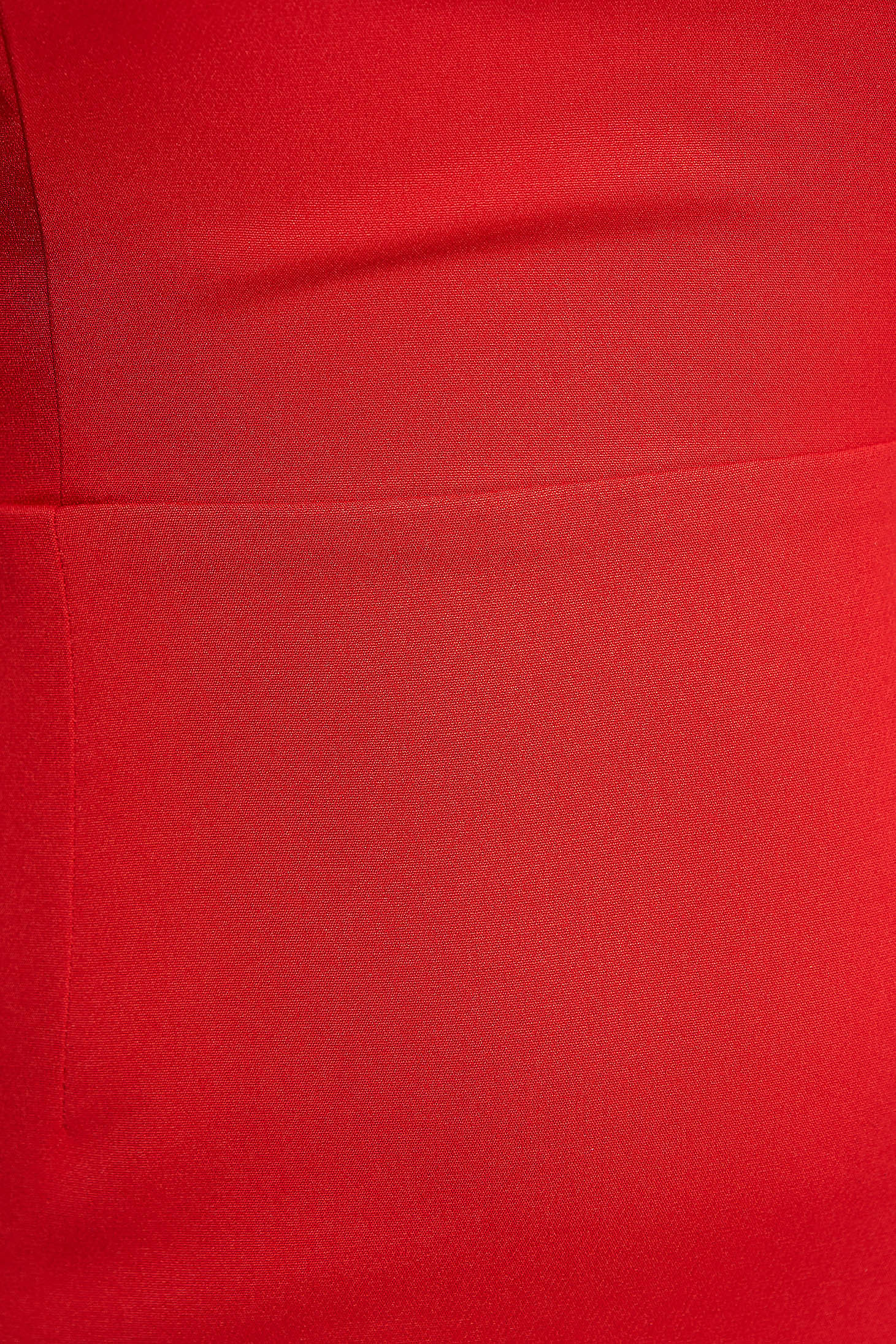 Szűk szabású ruha piros StarShinerS alkalmi ejtett vállú v-dekoltázzsal 4 - StarShinerS.hu