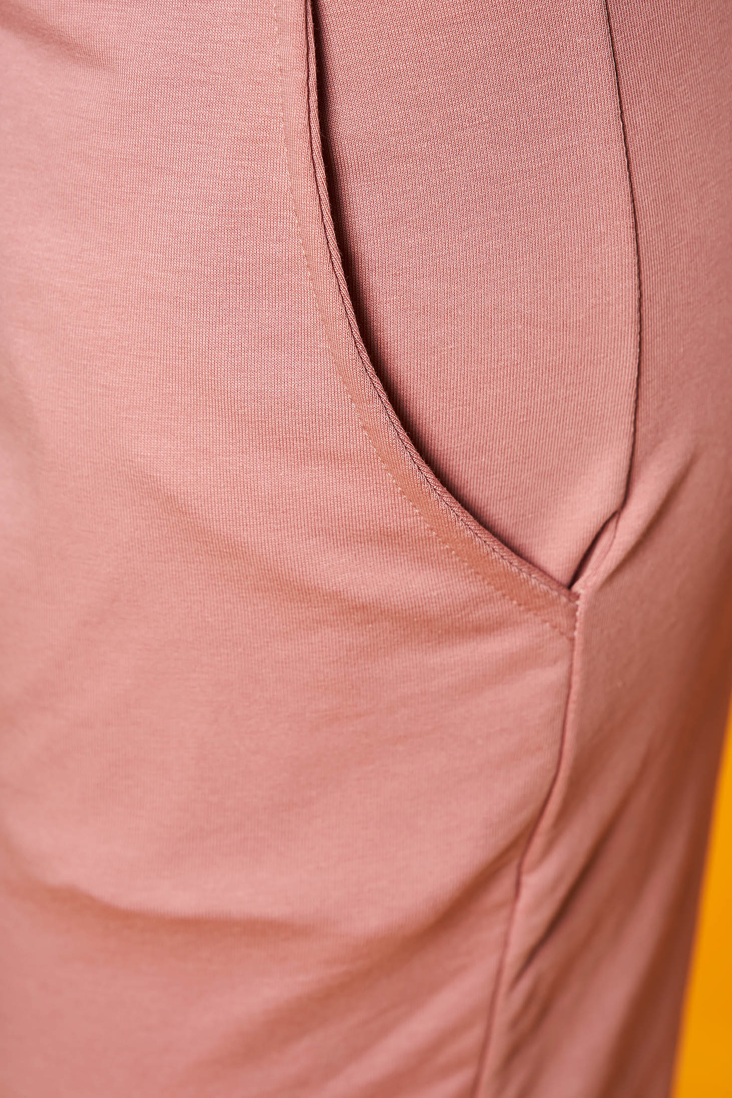 Rózsaszínű SunShine casual nadrág derékban rugalmas zsebes enyhén elasztikus pamut 3 - StarShinerS.hu