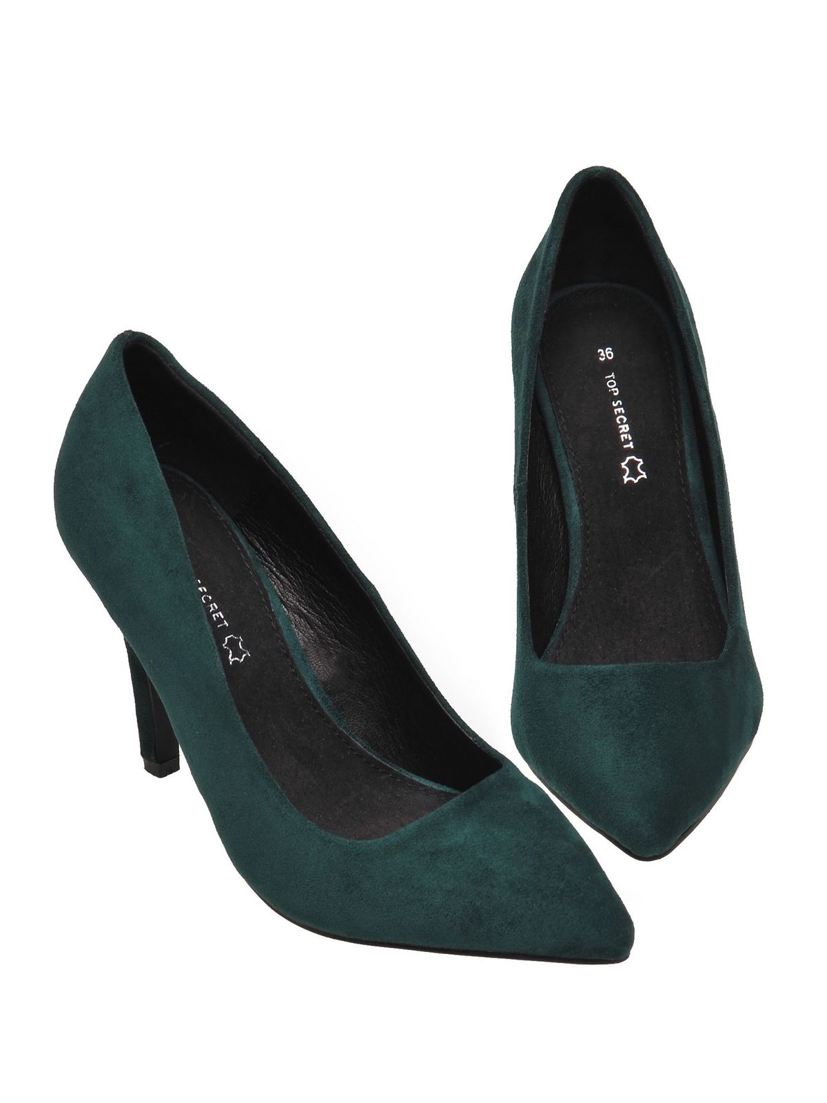 Top Secret green office shoes slightly pointed toe tip from velvet fabric 5 - StarShinerS.com