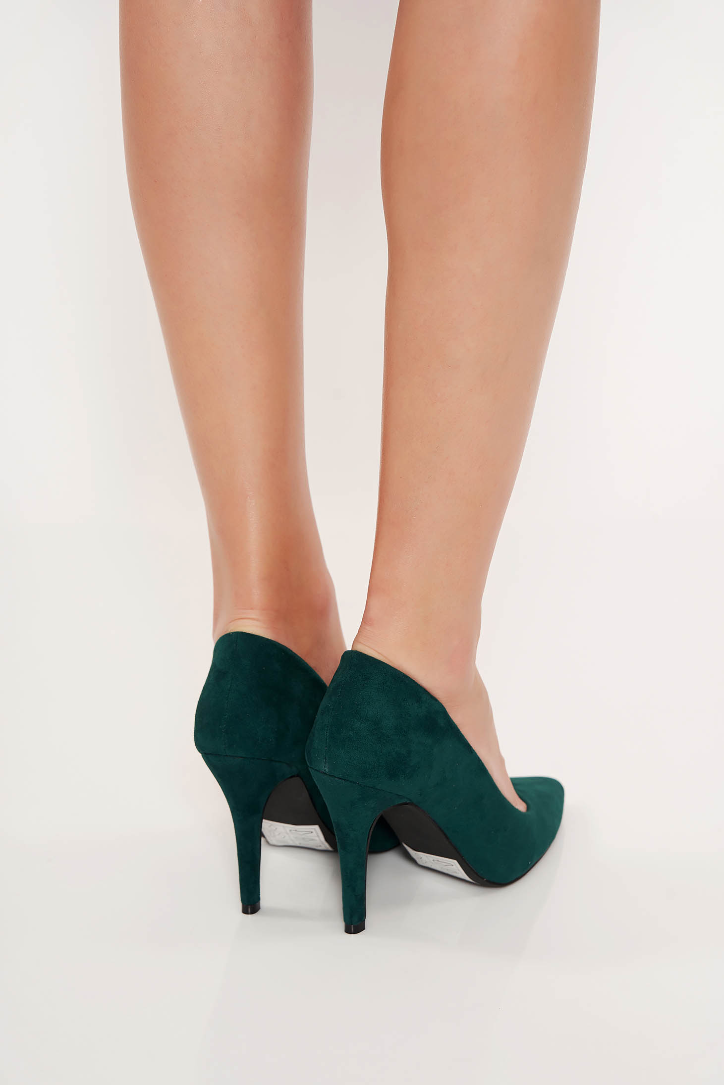Top Secret green office shoes slightly pointed toe tip from velvet fabric 3 - StarShinerS.com