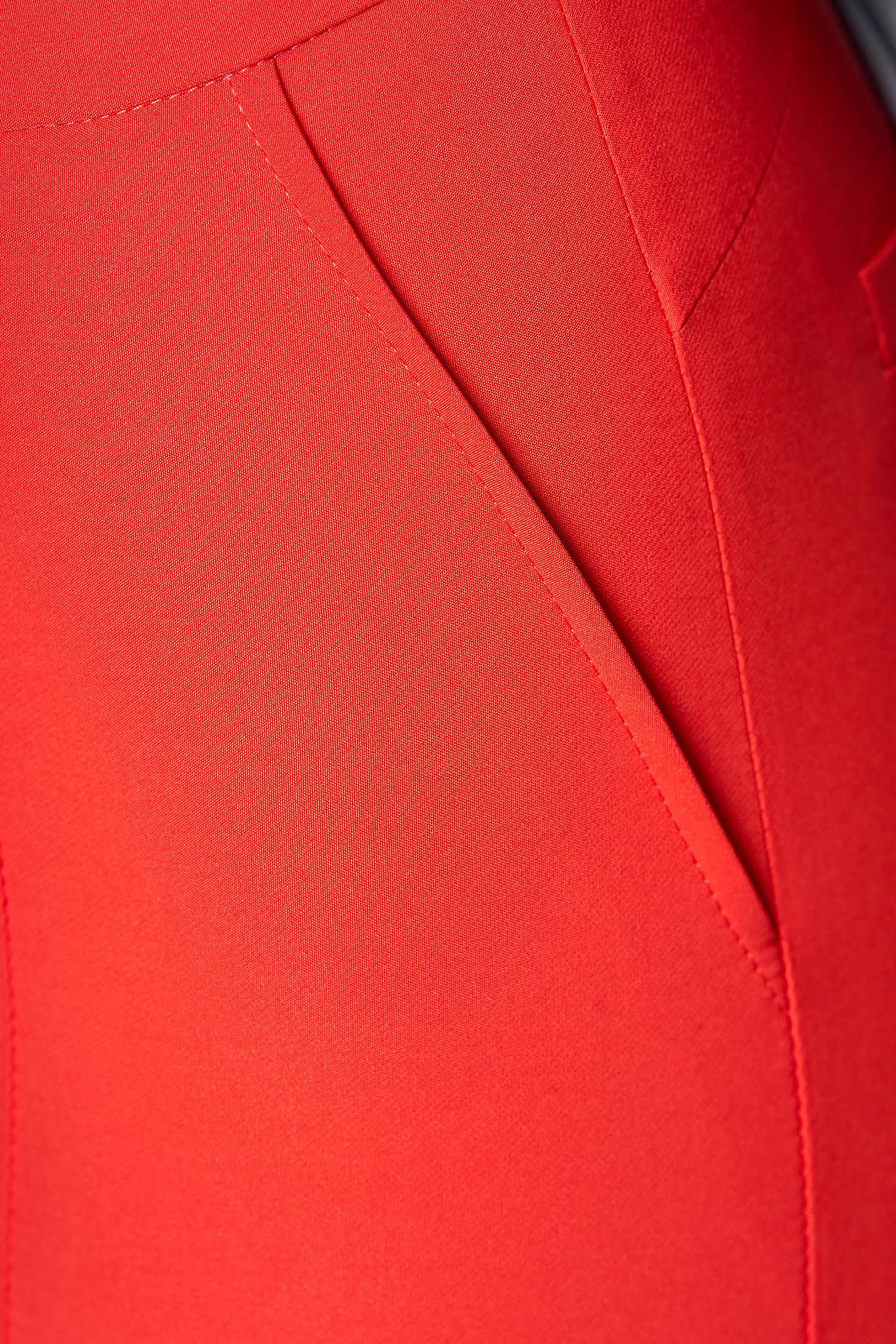 Coral trousers office with medium waist conical slightly elastic fabric with faux pockets 4 - StarShinerS.com