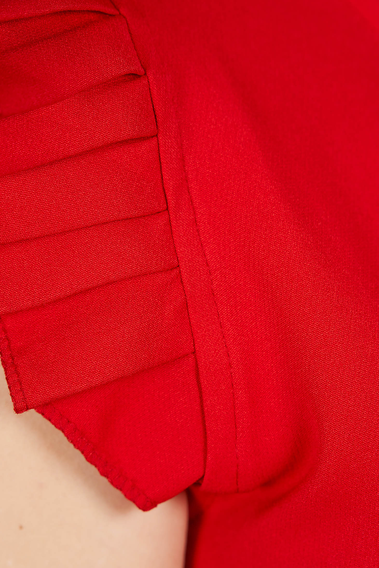 Red dress daily short cut flared short sleeves with rounded cleavage 4 - StarShinerS.com