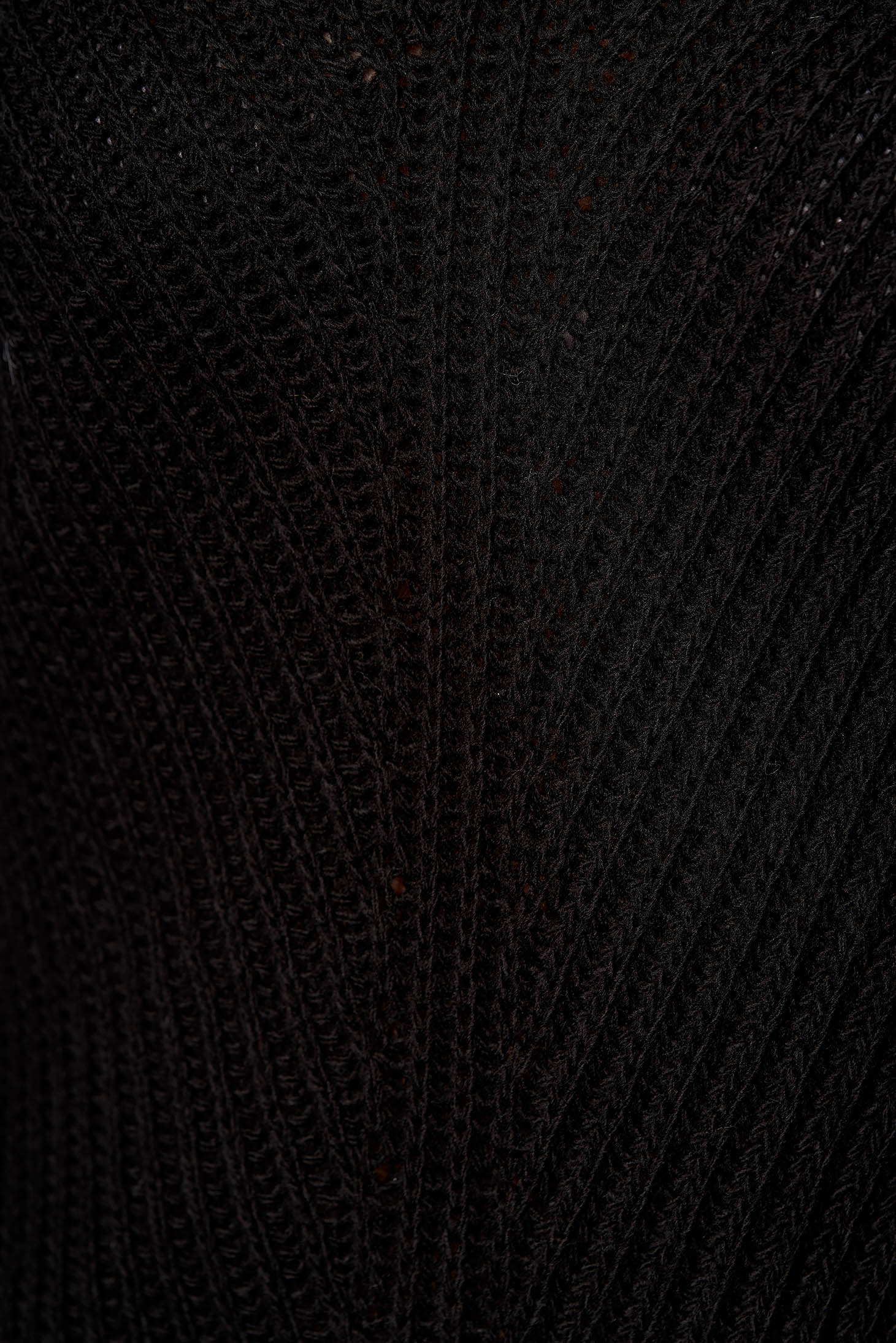 Fekete casual bő szabású pulóver kötött anyagból v-dekoltázzsal 4 - StarShinerS.hu