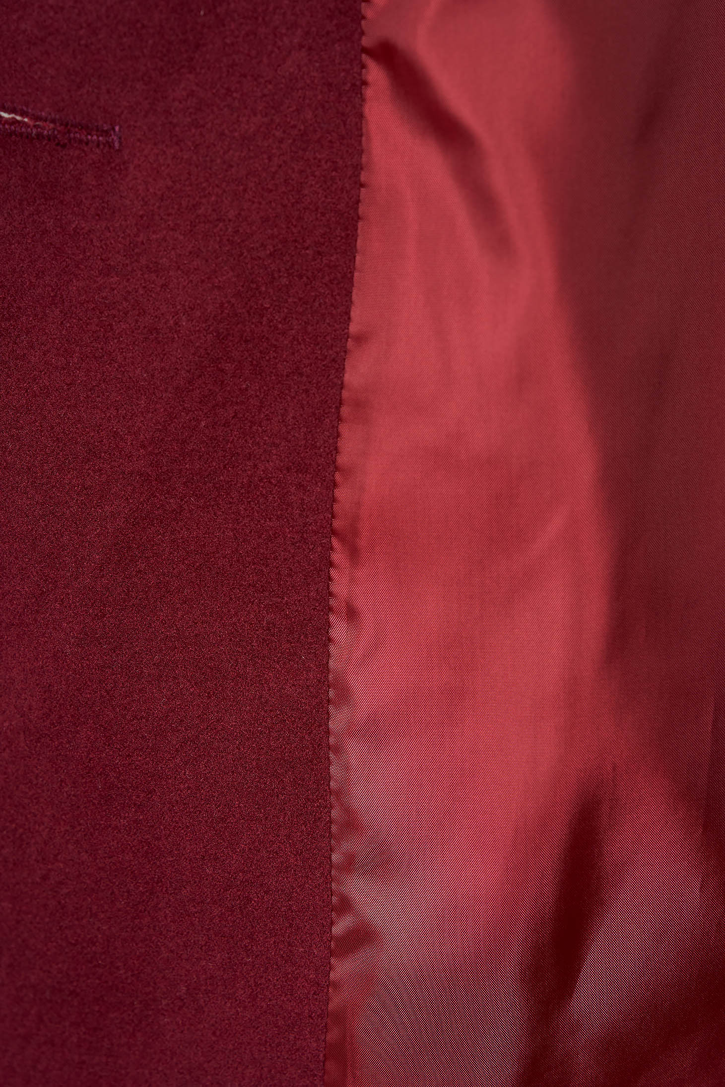 Palton LaDonna visiniu elegant din lana captuseala groasa cu insertii de broderie 5 - StarShinerS.ro