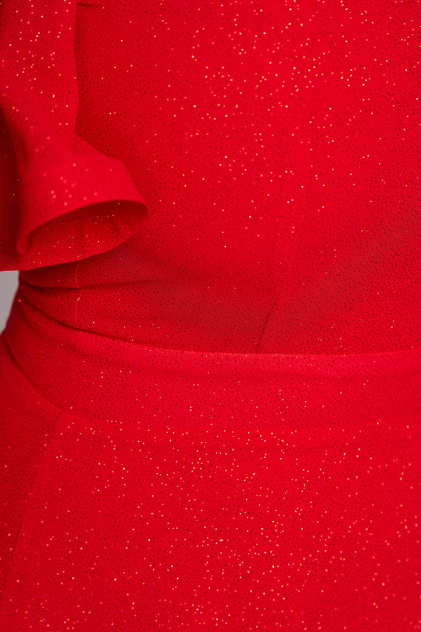 Piros StarShinerS hosszú alkalmi harang ruha muszlinból egy vállas 4 - StarShinerS.hu