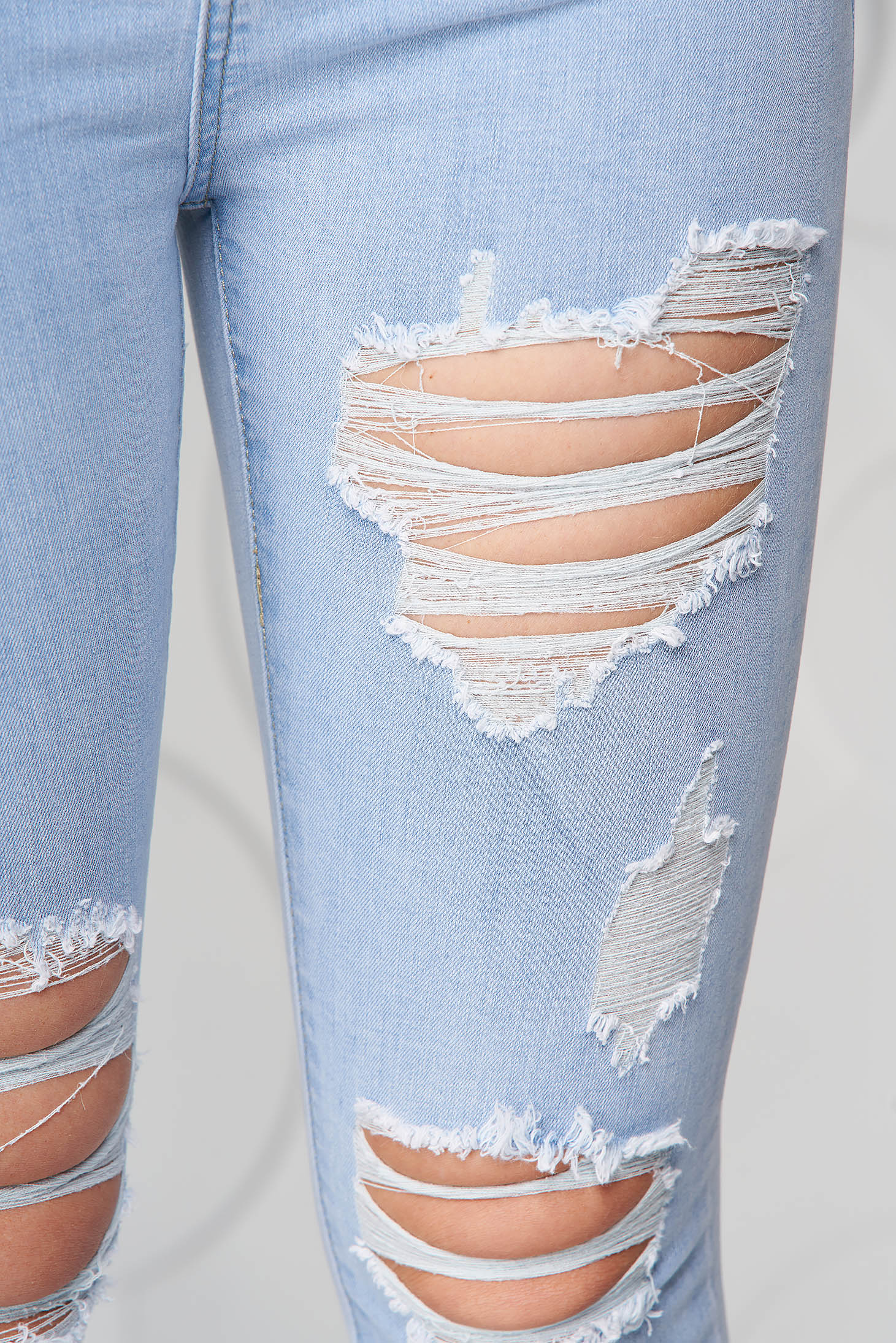 Blue jeans casual with tented cut with ruptures high waisted 4 - StarShinerS.com