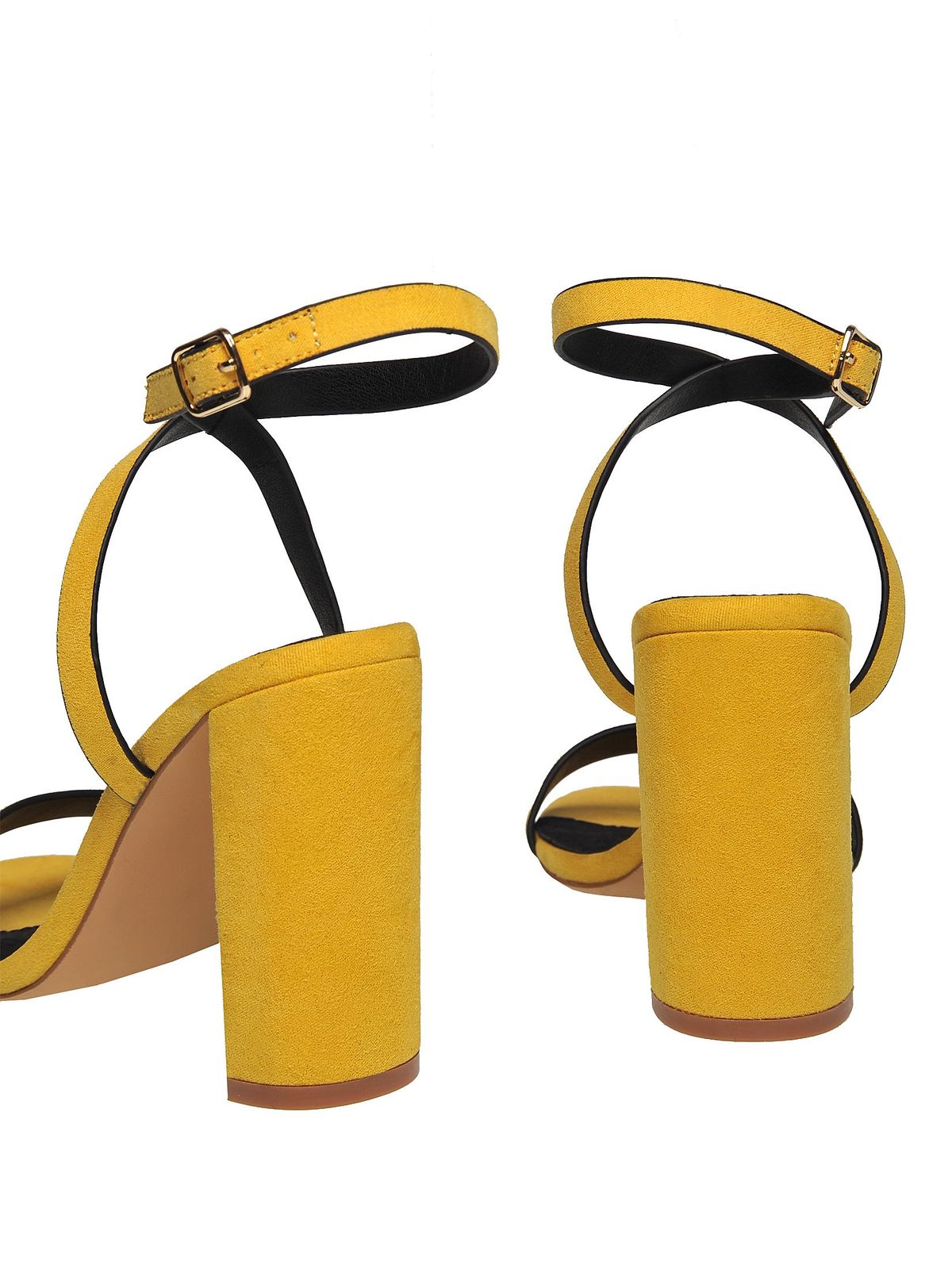 Yellow shoes casual chunky heel with thin straps from velvet fabric 4 - StarShinerS.com