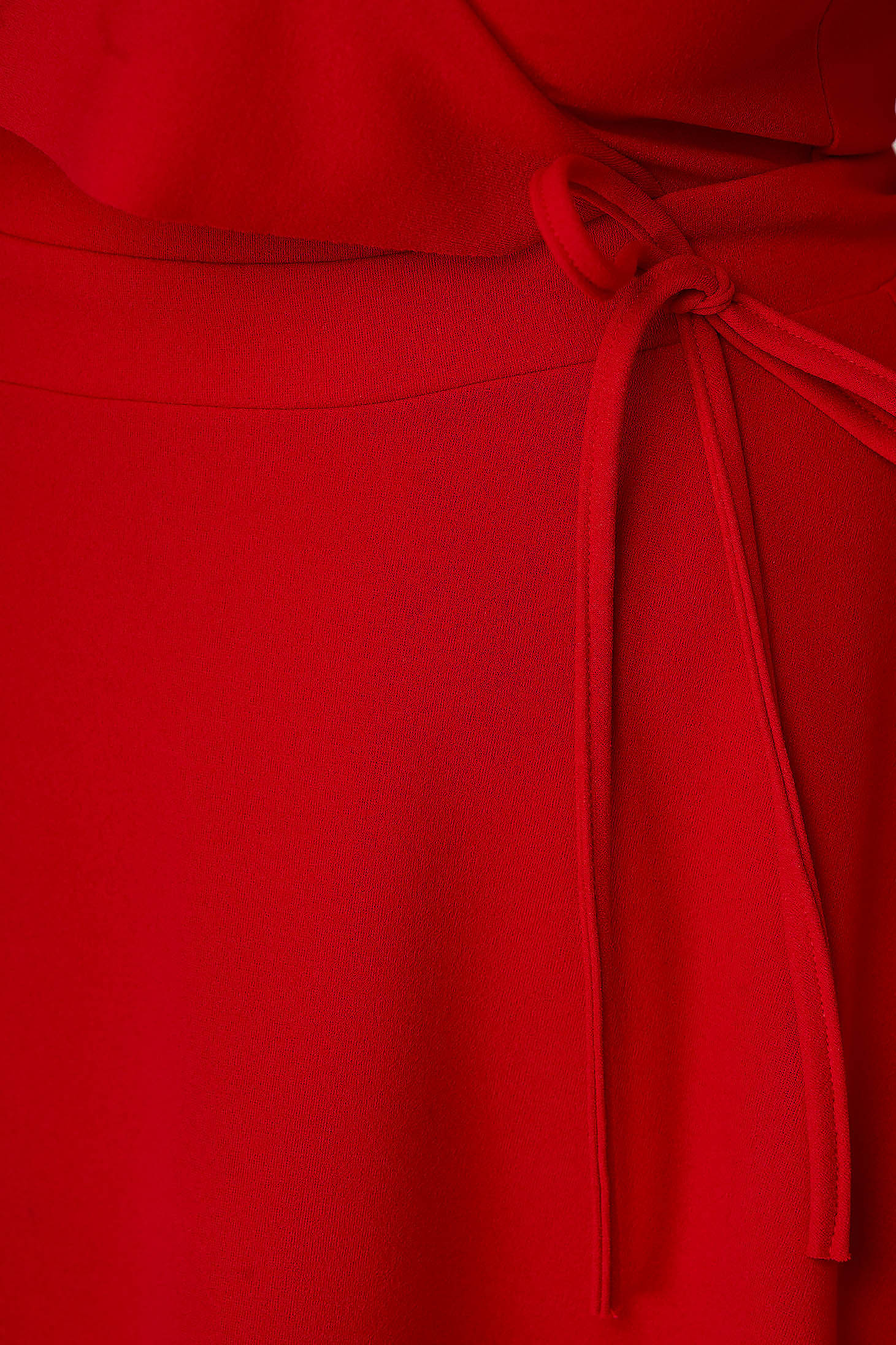 StarShinerS red dress daily short cut cloche scuba with v-neckline without clothing frilly trim around cleavage line 4 - StarShinerS.com