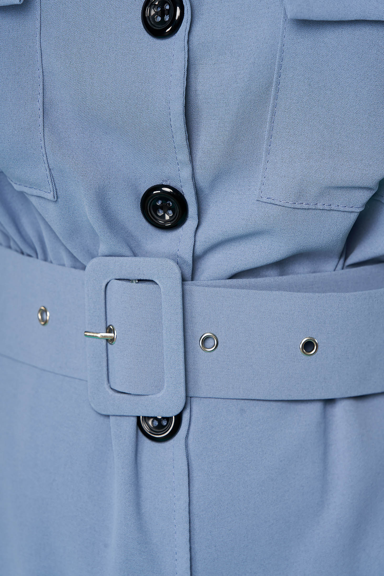 Kék hétköznapi zsebes rövid harang ruha vékony anyagból 4 - StarShinerS.hu