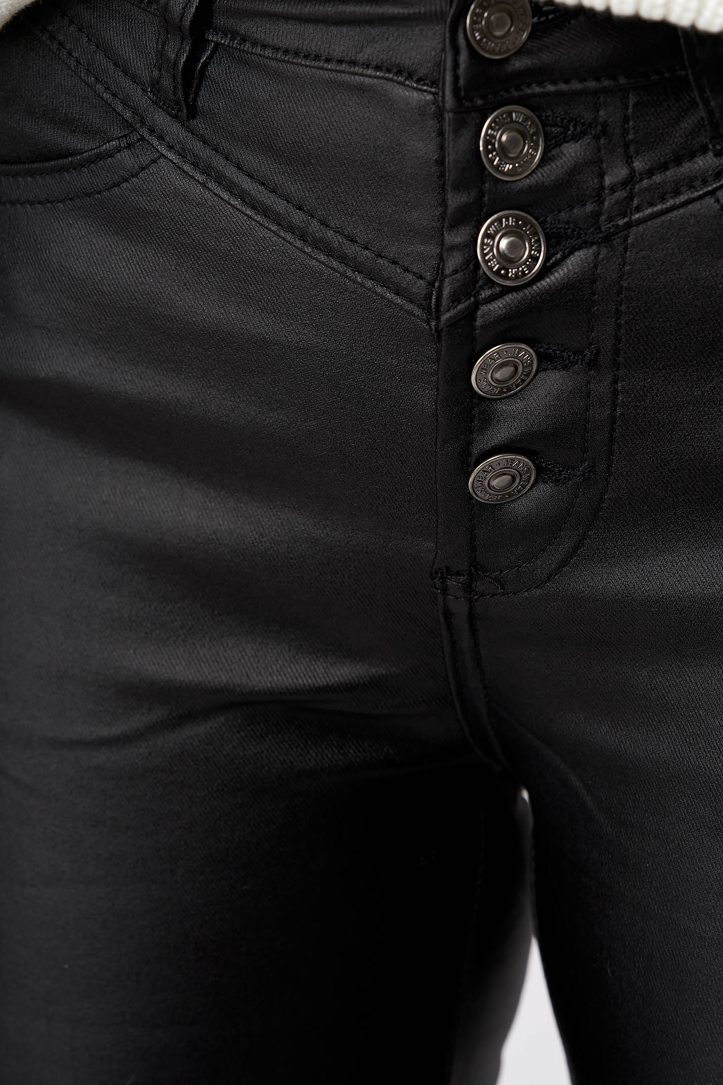 Fekete casual nadrág műbőrből magas derekú 5 - StarShinerS.hu