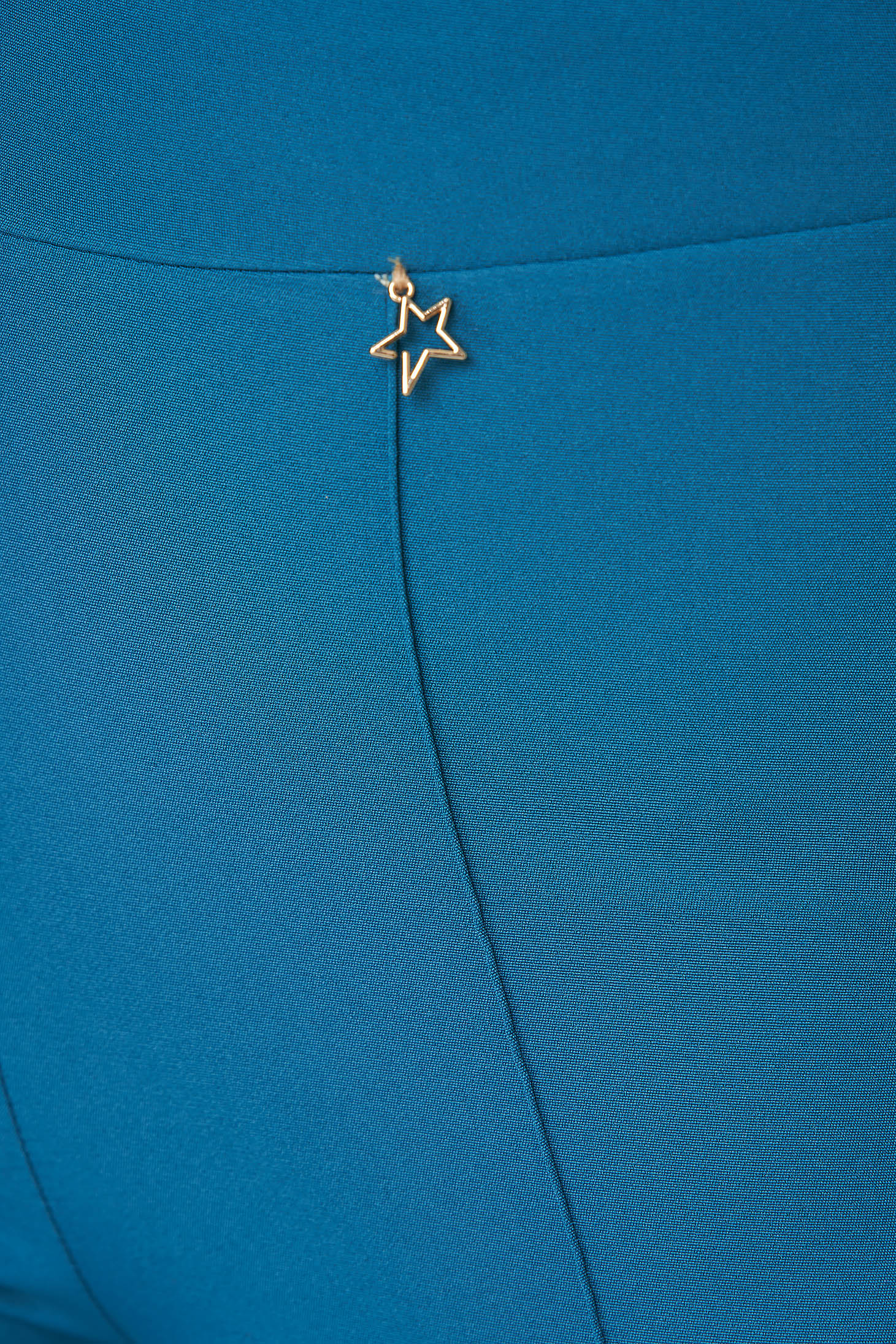 Pantaloni din stofa usor elastica verde petrol lungi evazati cu talie inalta - StarShinerS 6 - StarShinerS.ro