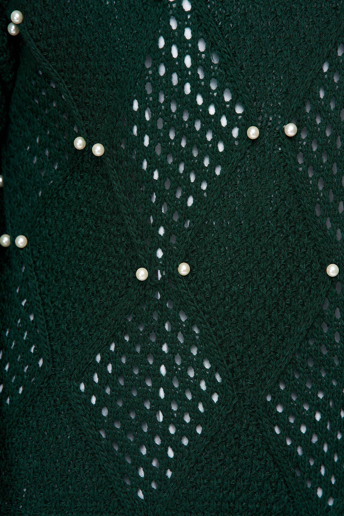Zöld casual bő szabású kötött pulóver gyöngy díszítéssel 4 - StarShinerS.hu