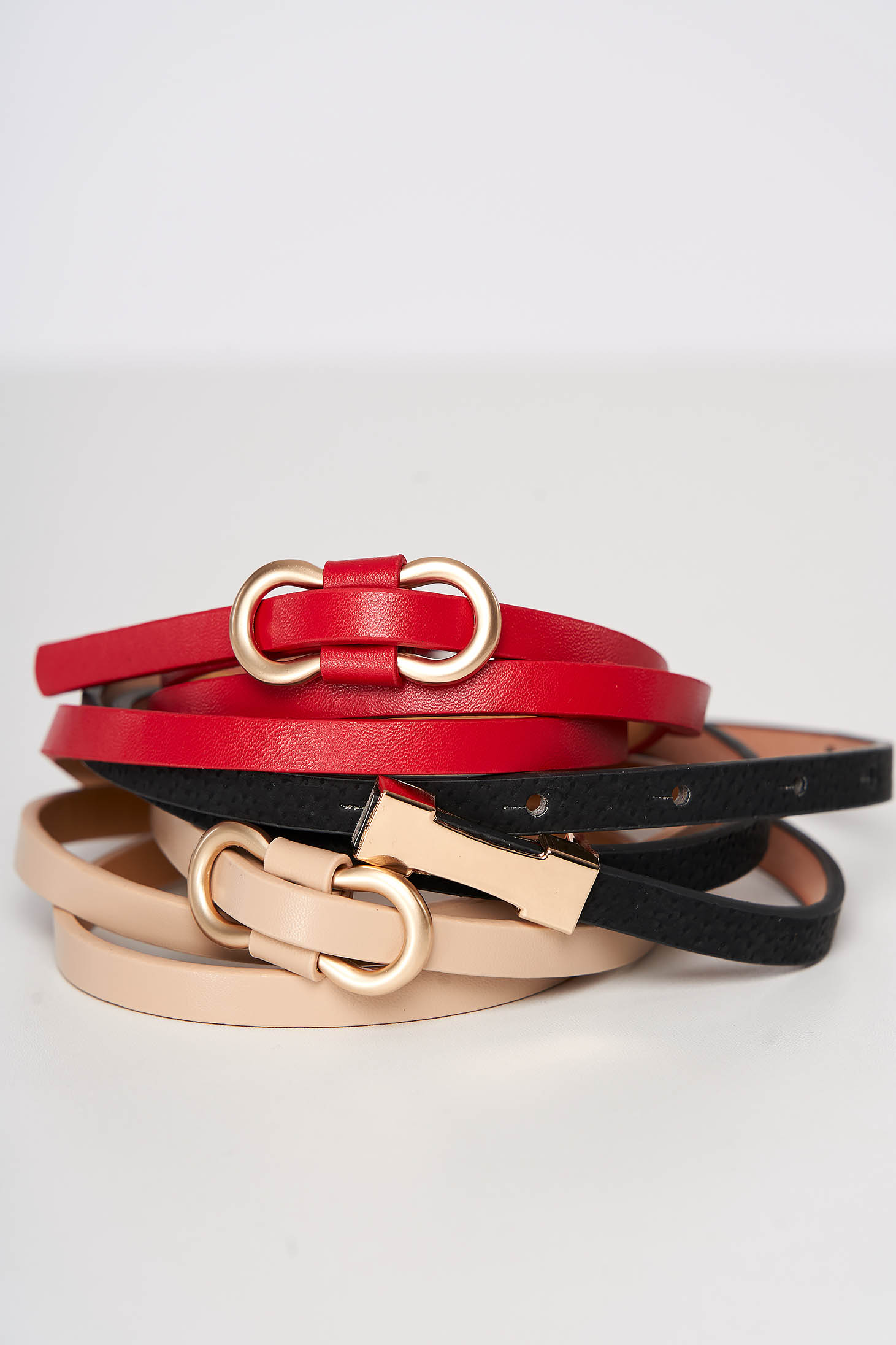 Set 3 bucati curele StarShinerS casual din piele ecologica accesorizate cu catarama