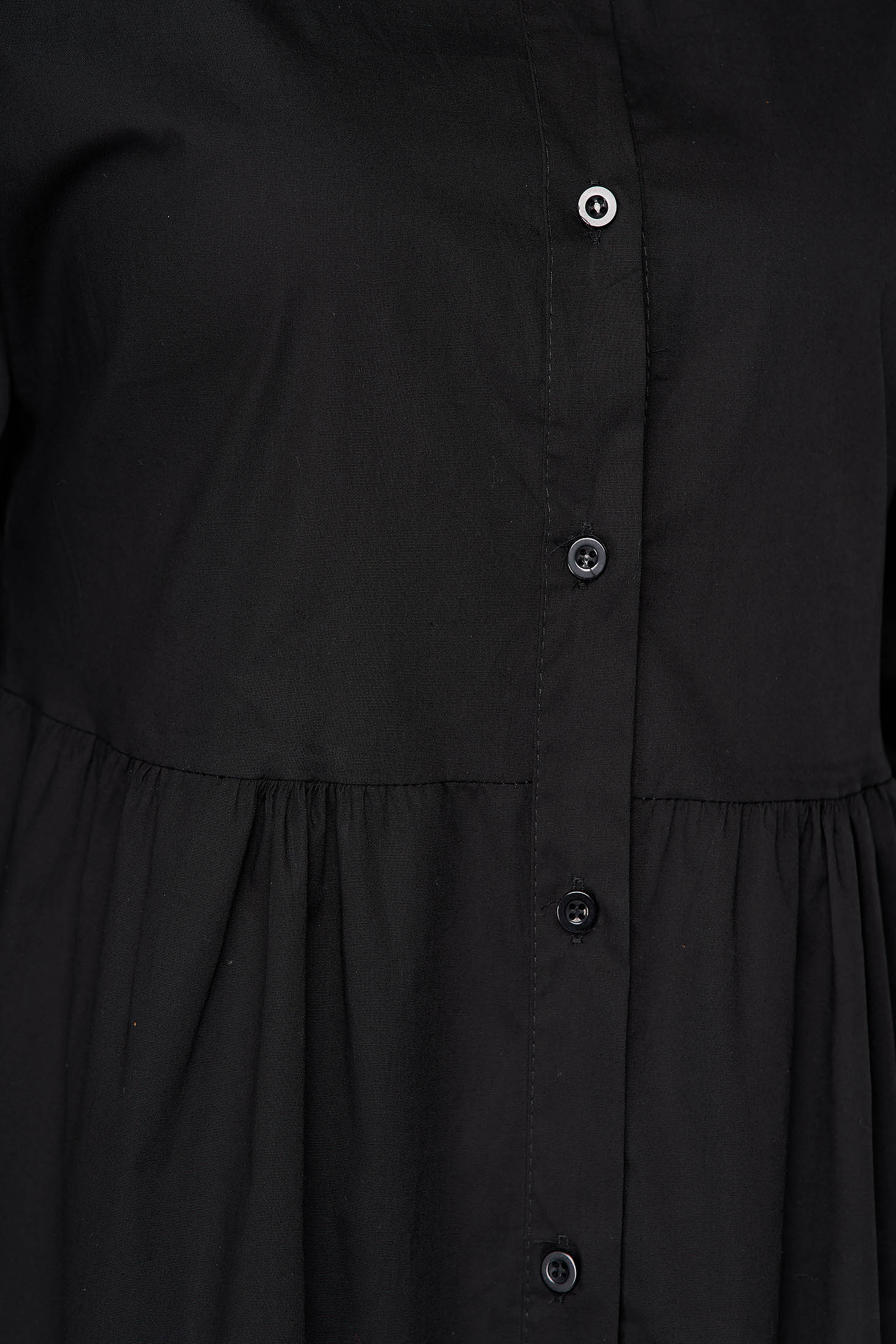 Fekete ruha vékony anyag fodros a-vonalú hosszú 4 - StarShinerS.hu