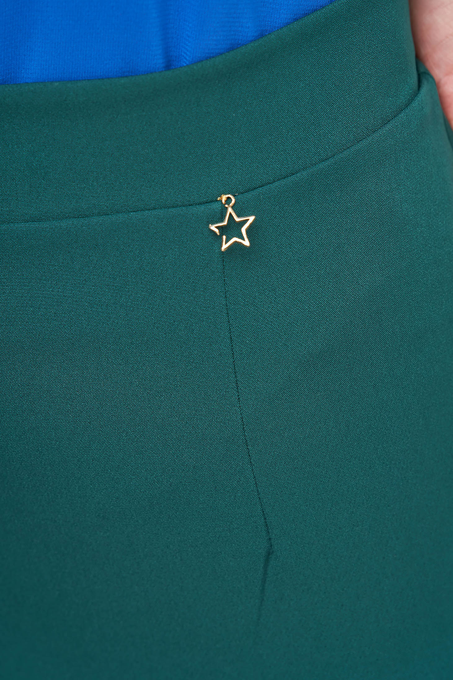 Fusta din stofa usor elastica verde-inchis tip creion cu talie inalta - StarShinerS 6 - StarShinerS.ro