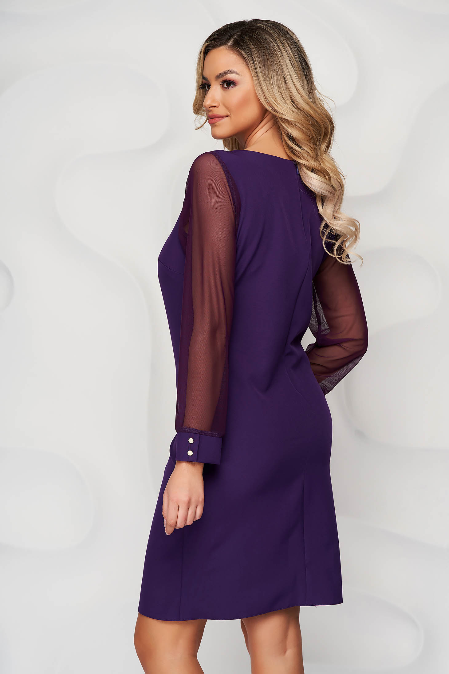 Purple dress transparent sleeves with puffed sleeves straight from ...