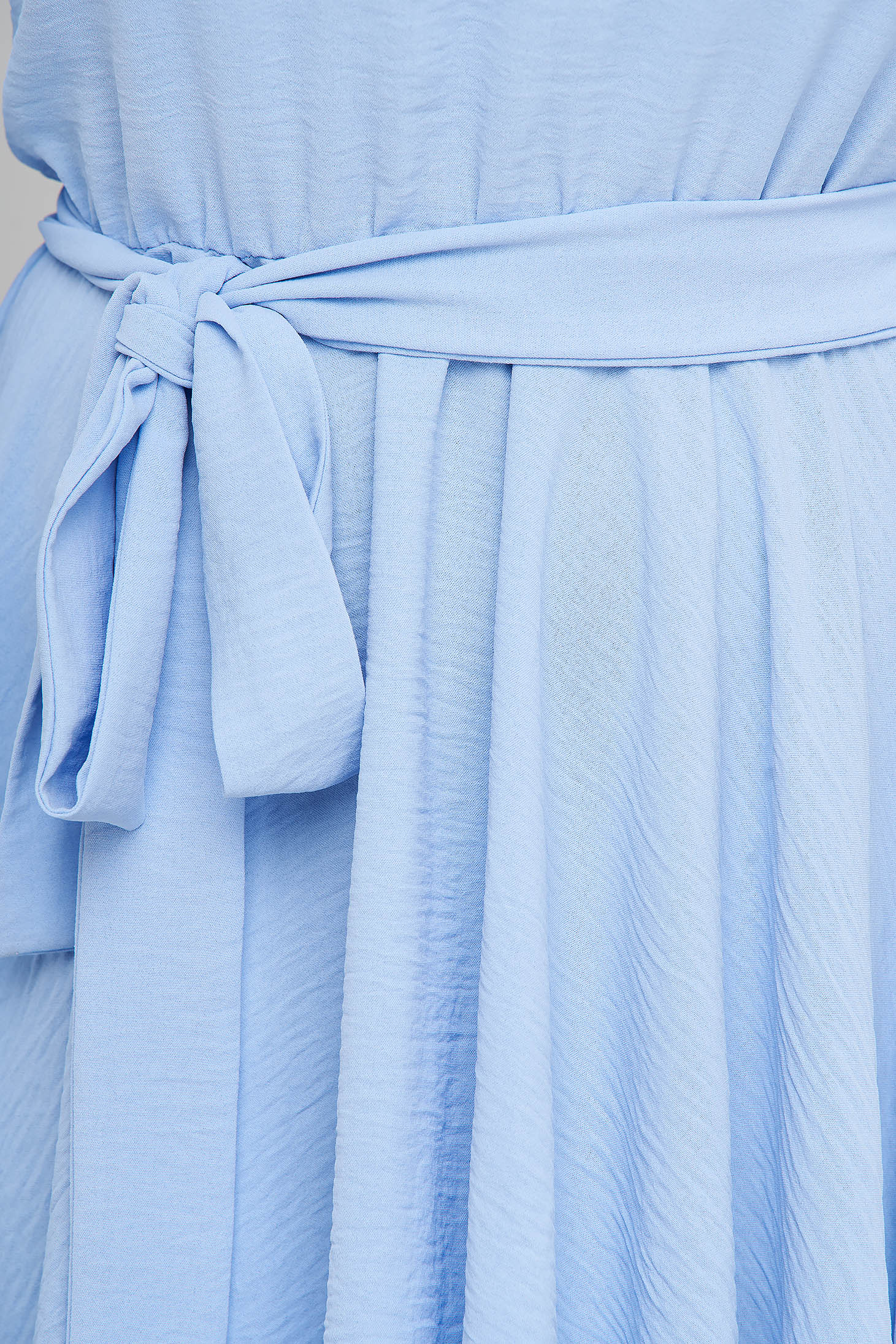 Rochie din georgette albastru-deschis scurta in clos cu elastic in talie si maneci bufante - StarShinerS 4 - StarShinerS.ro