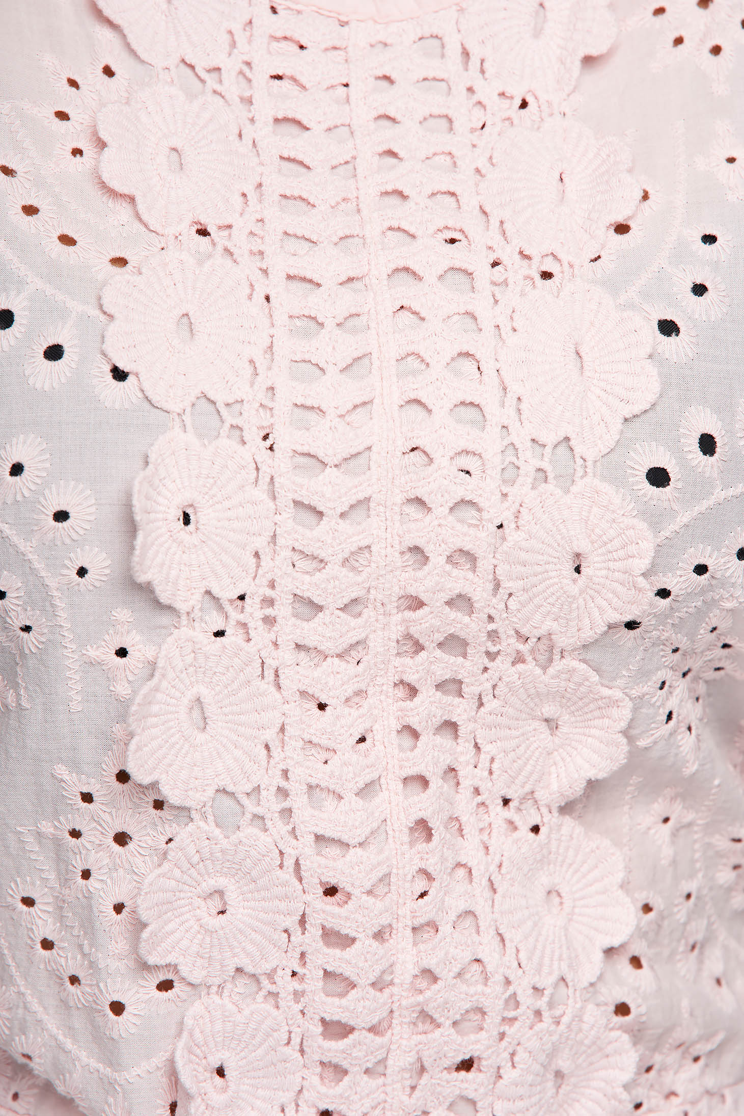 Világos rózsaszínű horgolt csipke egyenes ruha hátul megköthető öv 4 - StarShinerS.hu