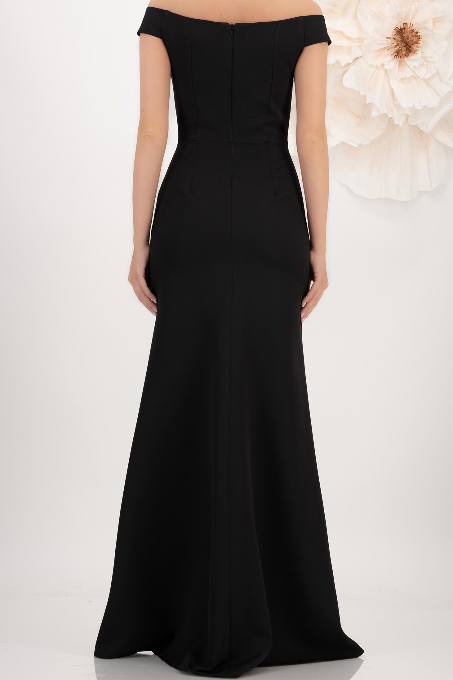 Rochie lunga din stofa elastica neagra tip sirena cu umeri goi - StarShinerS 5 - StarShinerS.ro